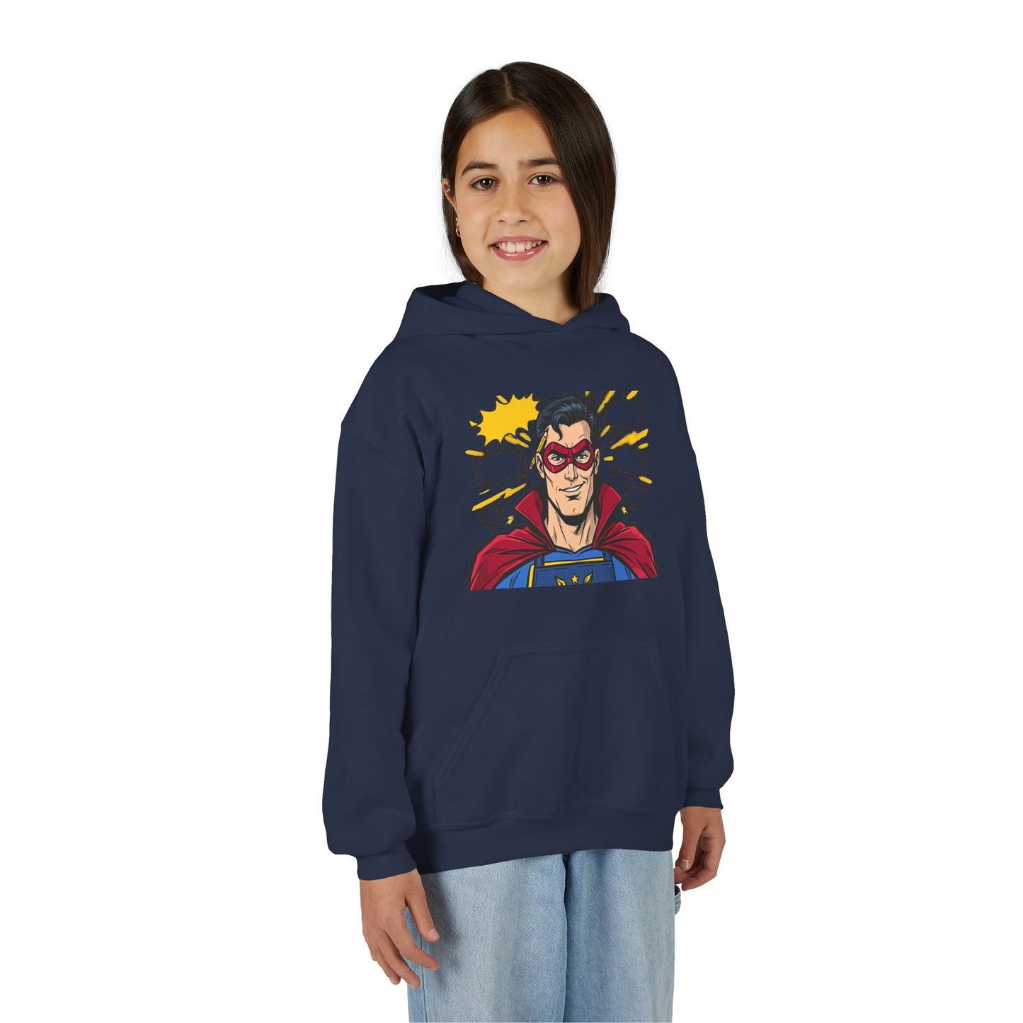 Comic Book Man Youth Hoodie — Graphic Superhero Pullover