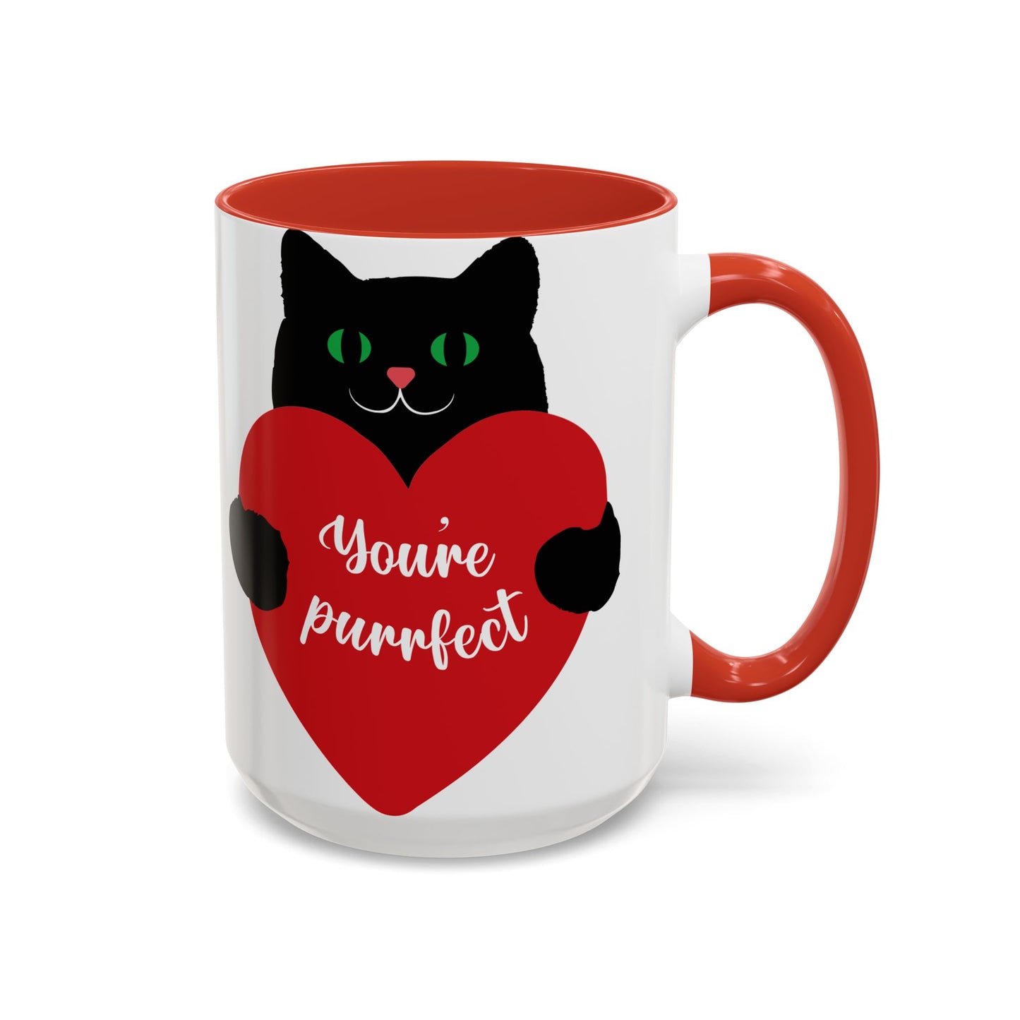 Purrfect Cat Heart Accent Coffee Mug – "You're Purrfect" 11/15oz
