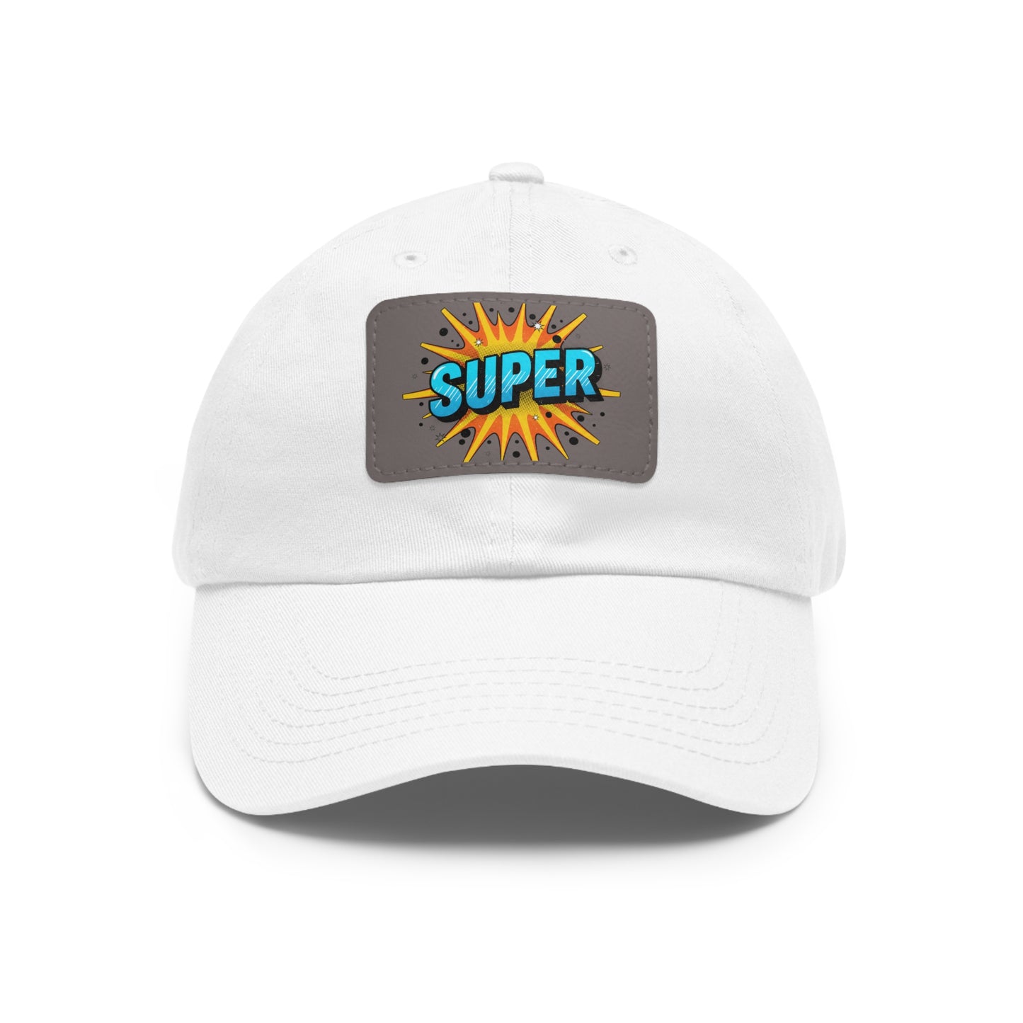 Super Dad Leather Patch Dad Hat — Embroidered 'SUPER' Cap