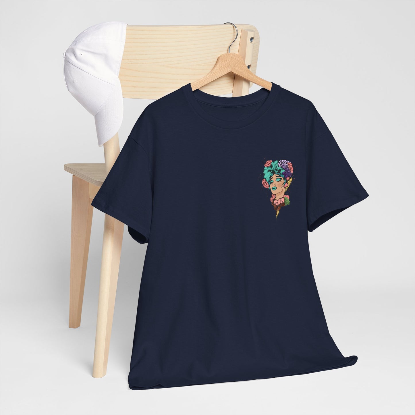Floral Profile Art Tee — Artistic Woman Portrait Graphic T-Shirt