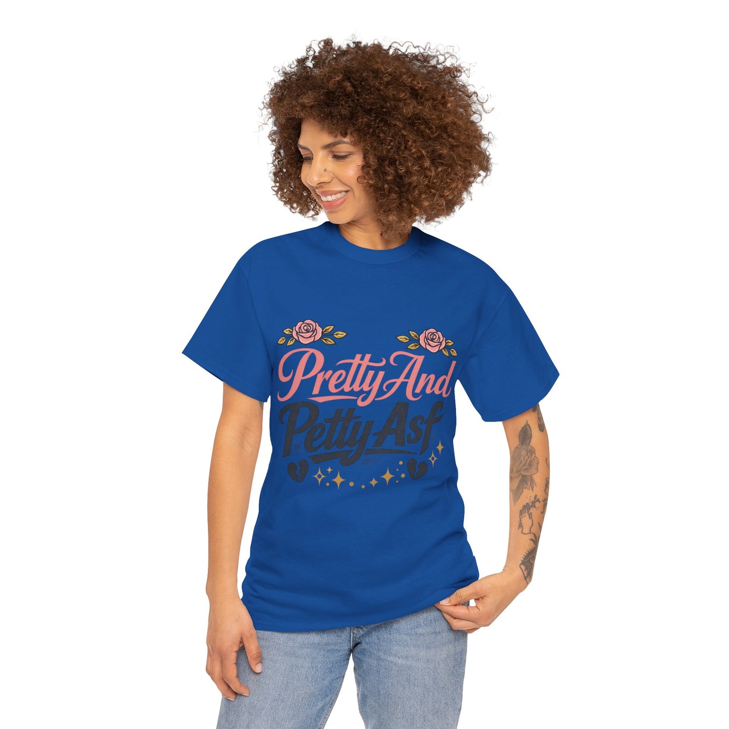 Pretty And Petty Asf Tee — Floral Retro Slogan T‑Shirt