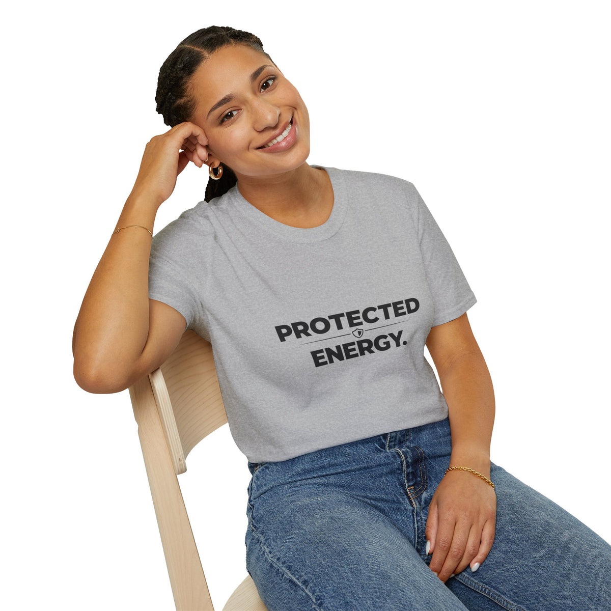 Protected Energy T‑Shirt — Minimalist Spiritual Graphic Tee