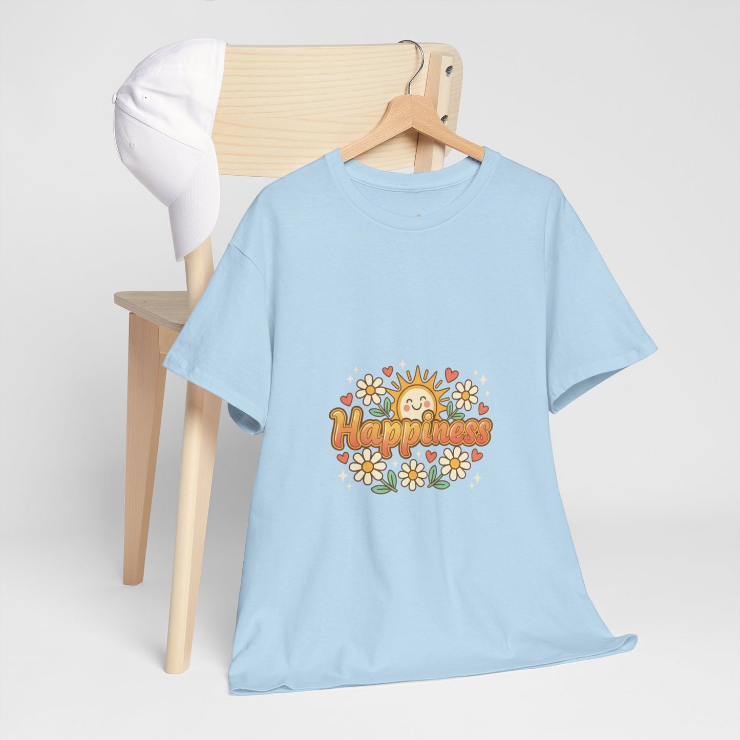 T-Shirt — "Happiness" Retro Sunflower Graphic Tee