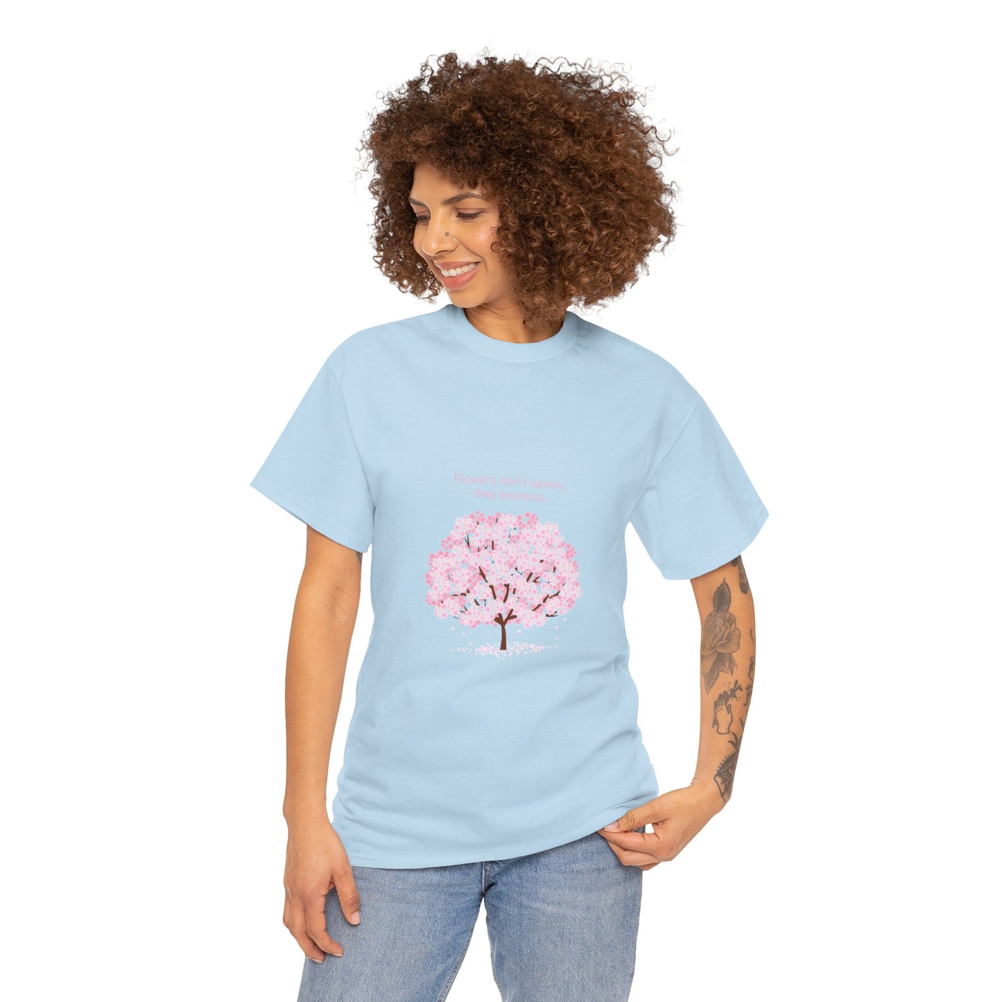Cherry Blossom Tree T-Shirt — "Flowers don't speak, they express