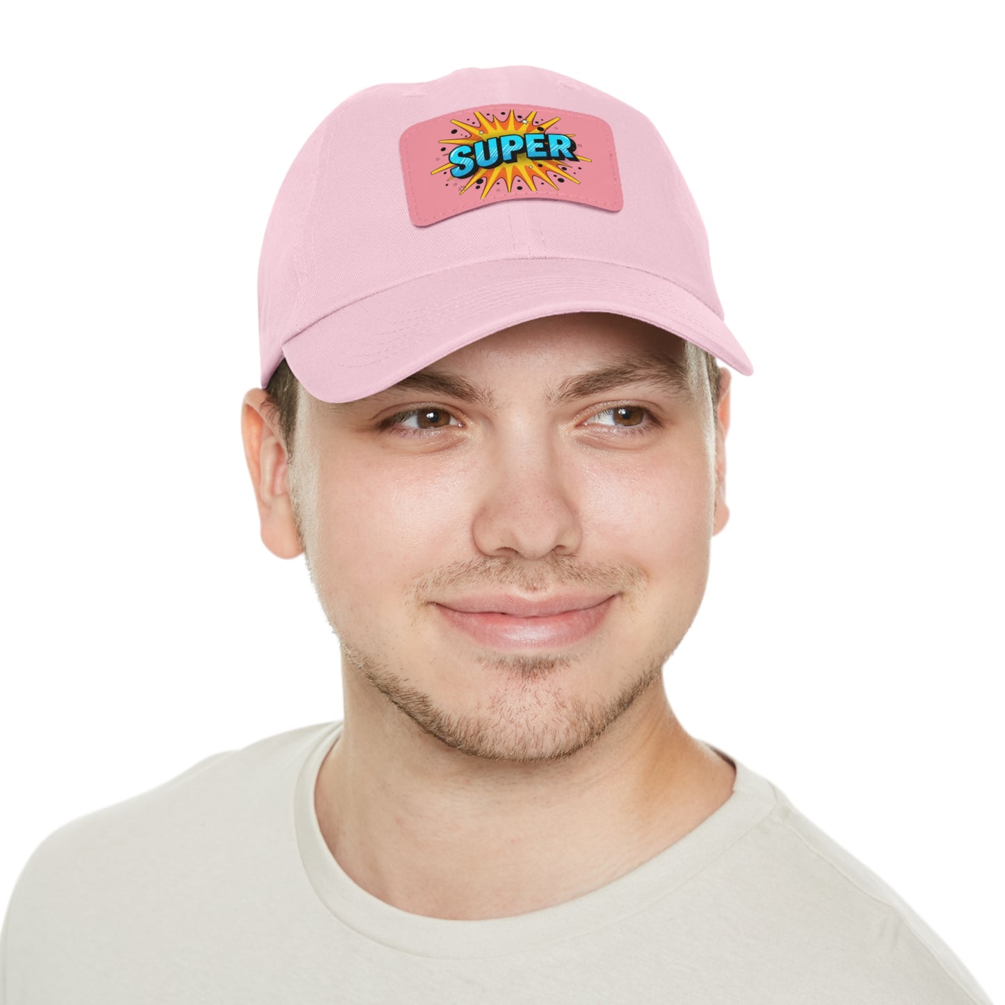Super Dad Leather Patch Dad Hat — Embroidered 'SUPER' Cap