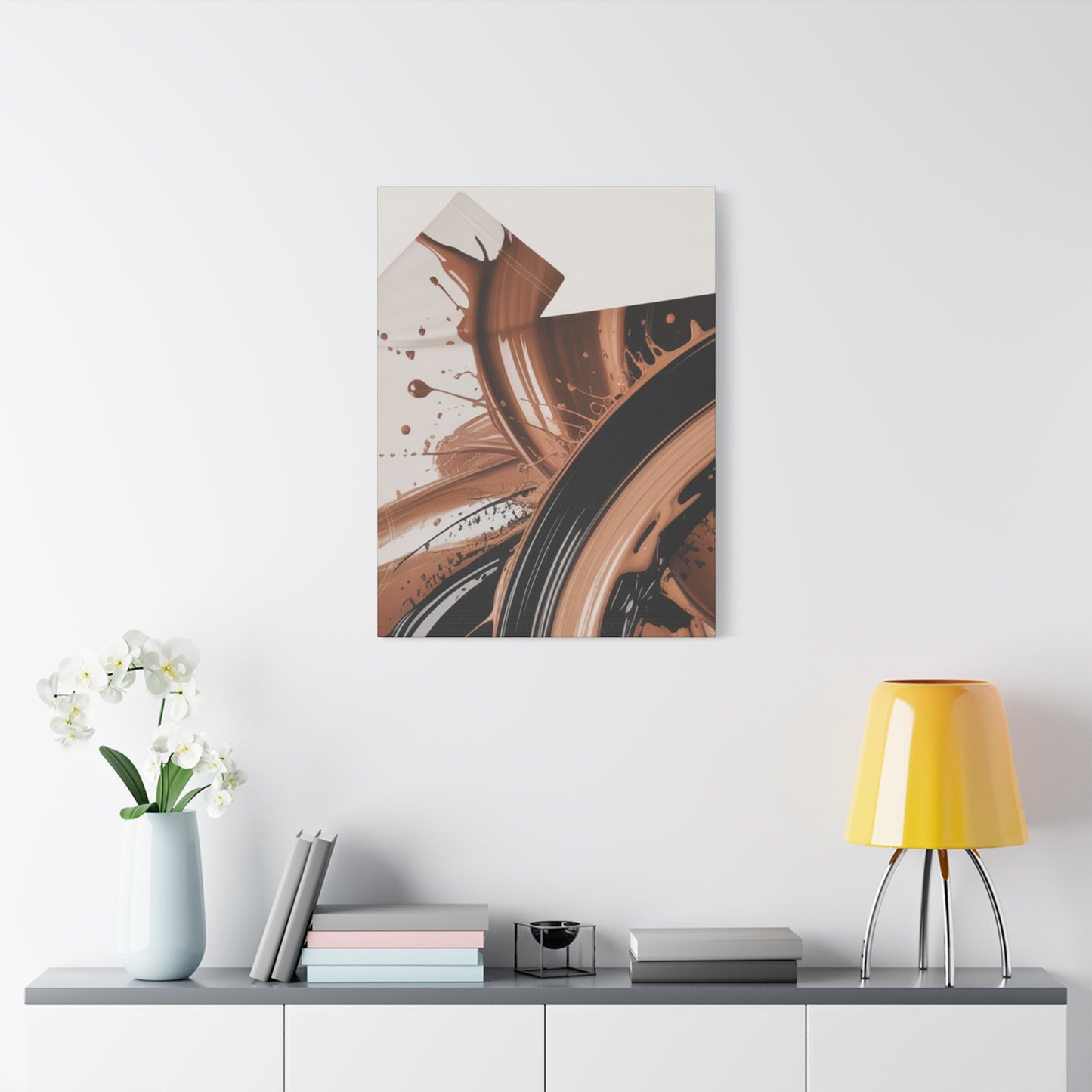 Abstract Brown Swirl Matte Canvas Wall Art (Stretched 1.25")