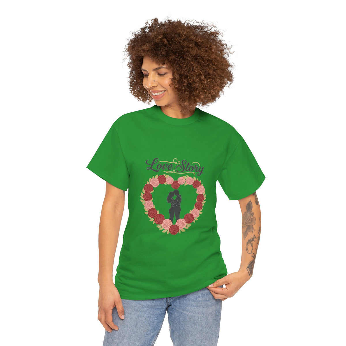 Love Story T-Shirt — 'Love Story' Floral Heart Romance Tee
