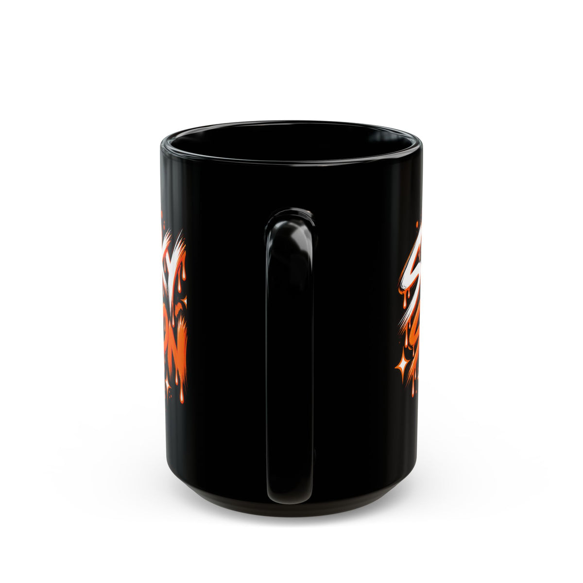 Spooky Season Black Coffee Cup — Halloween Pumpkin Graphic (15oz)
