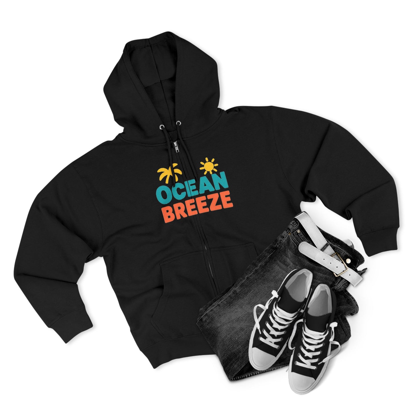 Ocean Breeze Unisex Zip Hoodie, Cozy Lightweight Jacket, Beach Vibes Wear, Summer Evenings Apparel, Ideal Gift for Friends