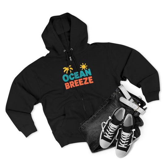 Ocean Breeze Unisex Zip Hoodie, Cozy Lightweight Jacket, Beach Vibes Wear, Summer Evenings Apparel, Ideal Gift for Friends