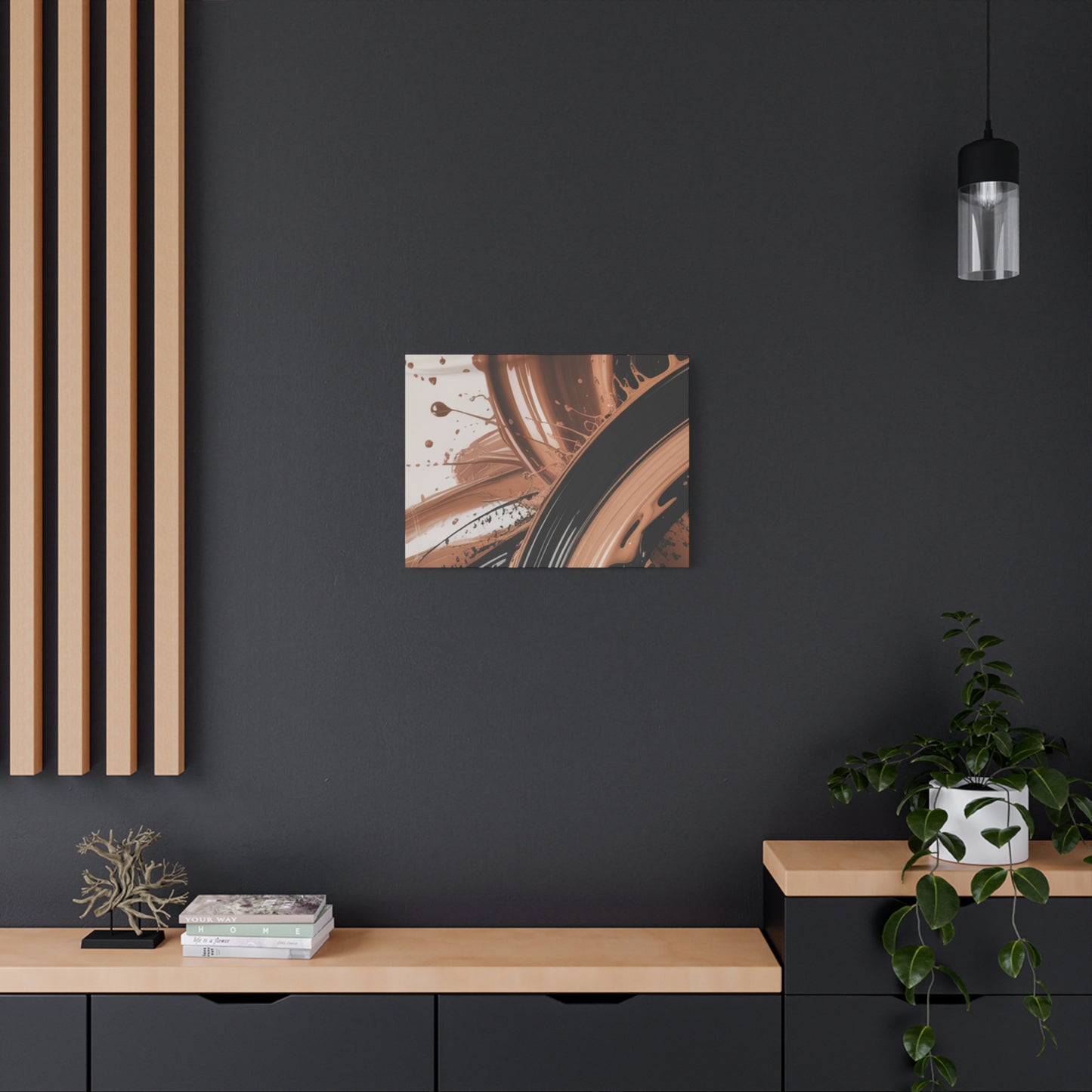 Abstract Brown Swirl Matte Canvas Wall Art (Stretched 1.25")
