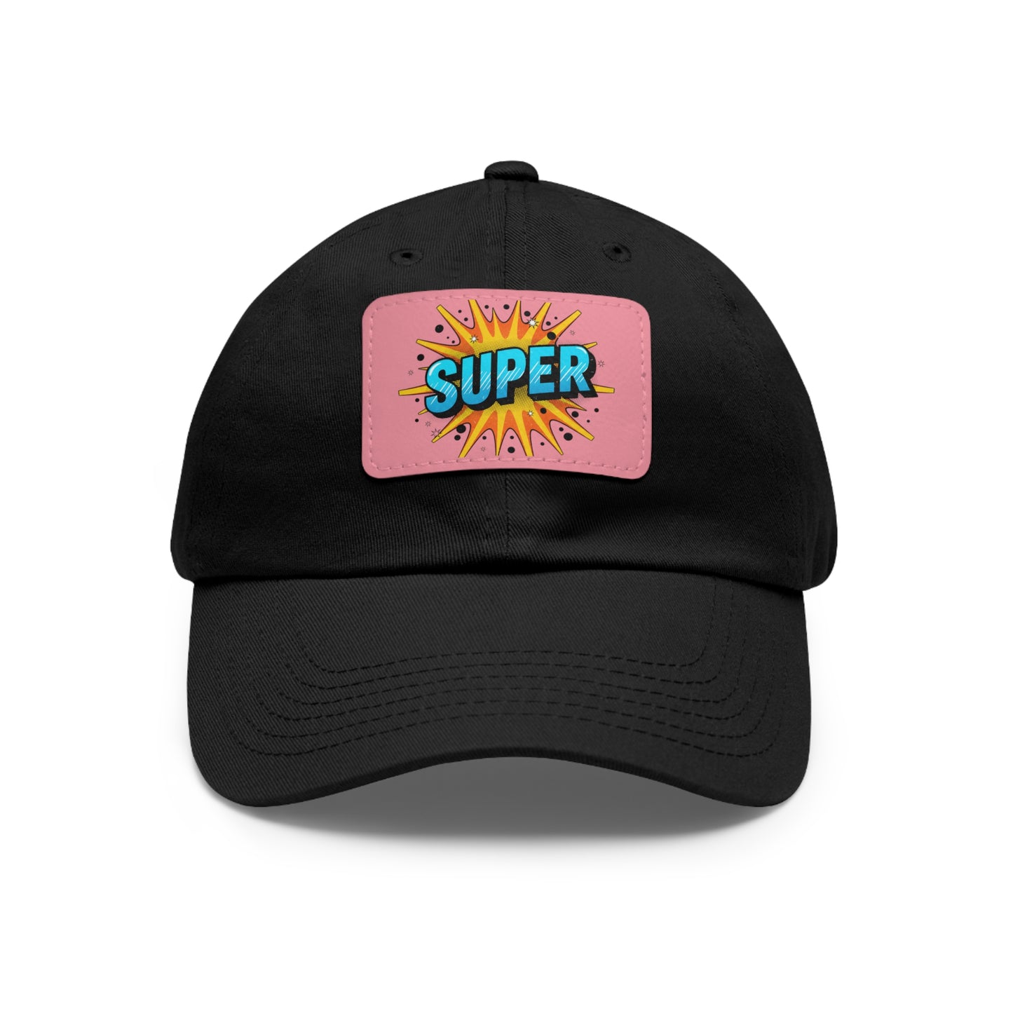 Super Dad Leather Patch Dad Hat — Embroidered 'SUPER' Cap