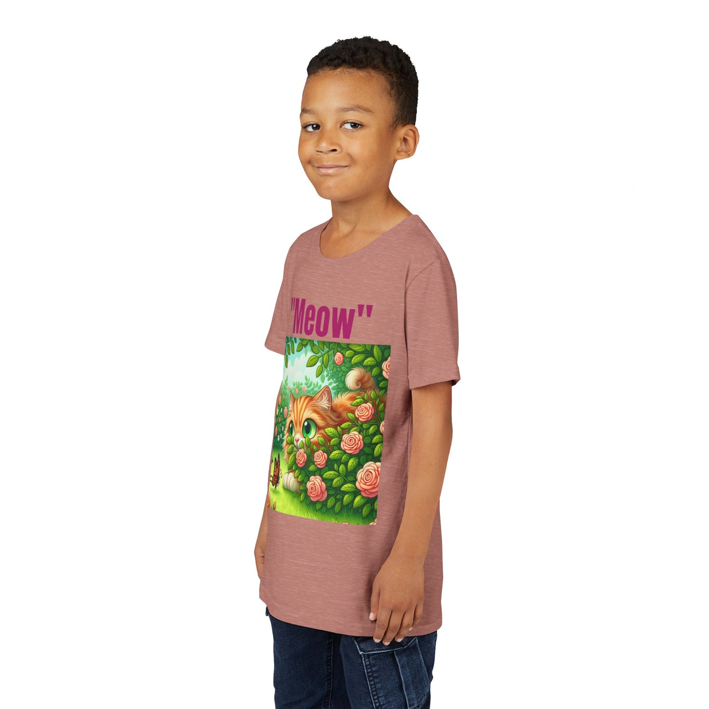Meow Cat Youth Tee, Cute Kitten Shirt