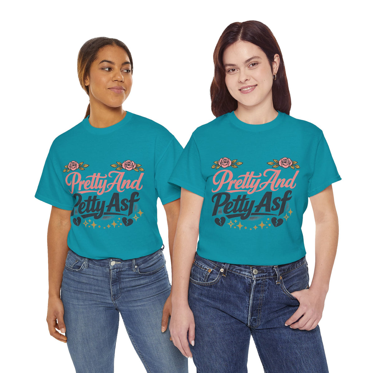 Pretty And Petty Asf Tee — Floral Retro Slogan T‑Shirt