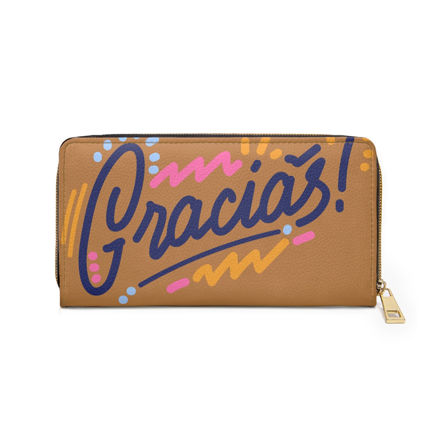 Gracias Zipper Wallet – Colorful Thank You Travel Wallet with Zip Closure