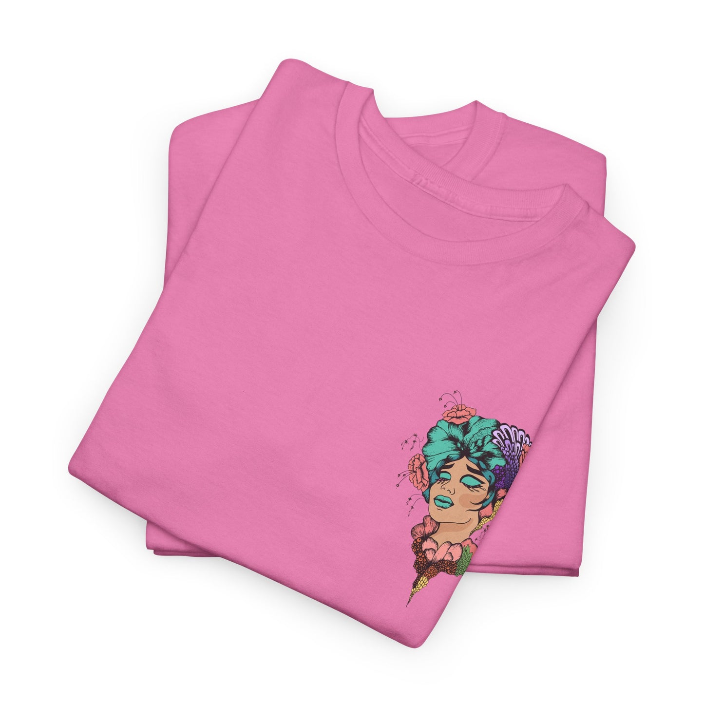 Floral Profile Art Tee — Artistic Woman Portrait Graphic T-Shirt