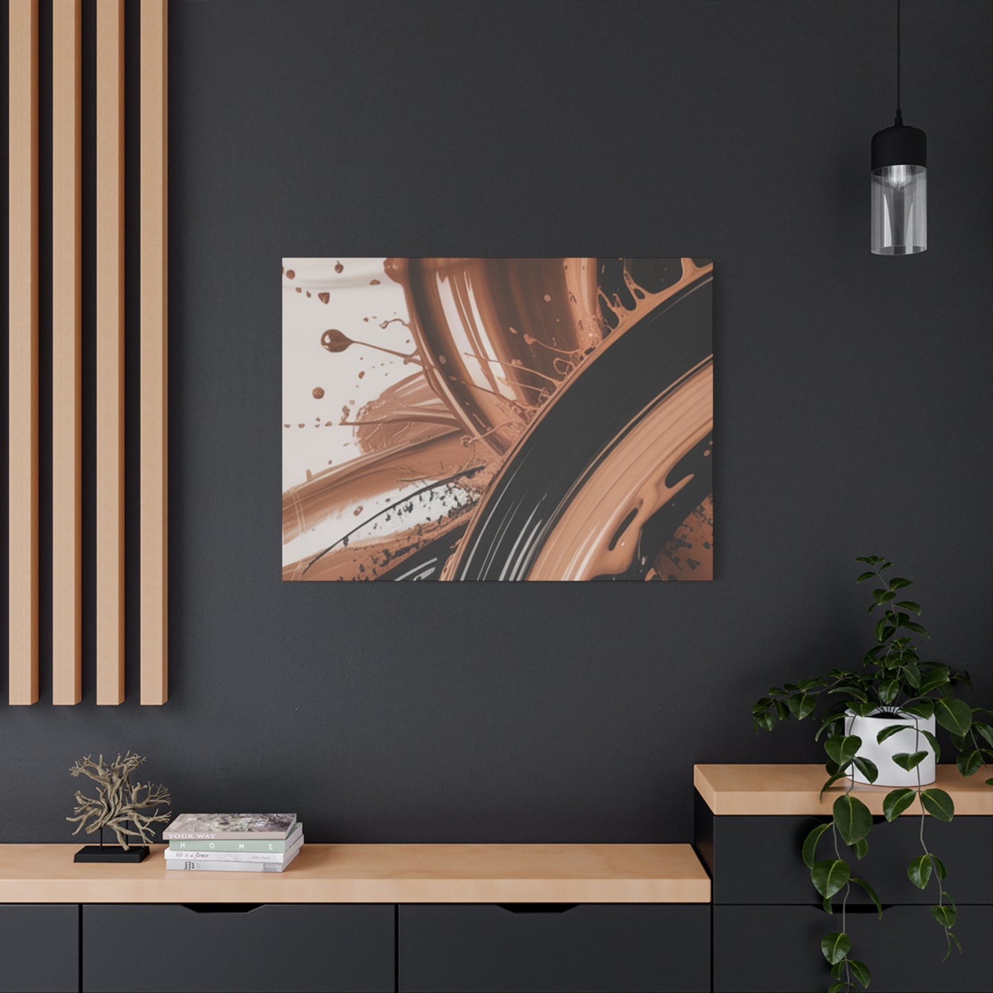 Abstract Brown Swirl Matte Canvas Wall Art (Stretched 1.25")