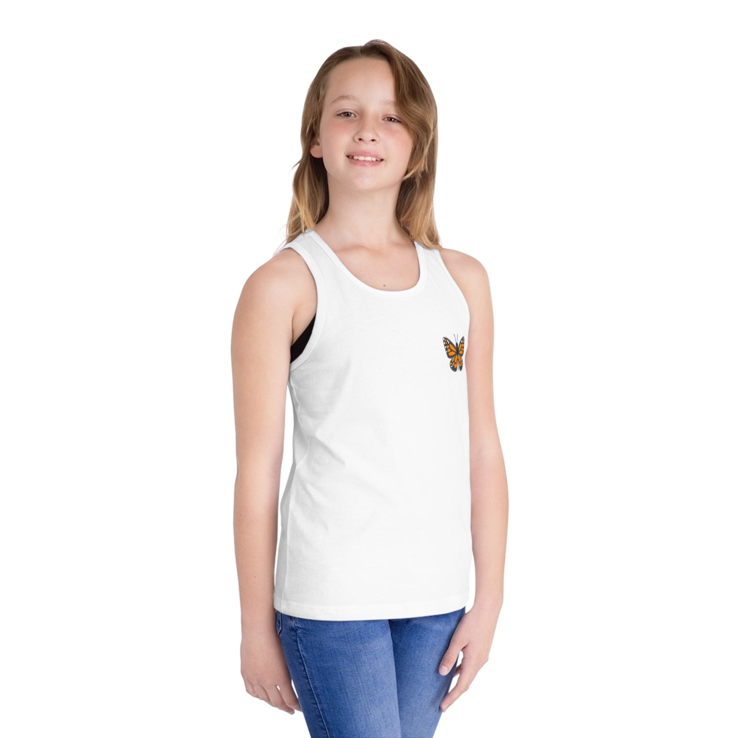Butterfly Print Kid's Jersey Tank Top, Summer Fun Shirt, Birthday Gift, Butterfly Lover Gift, Outdoor Playwear
