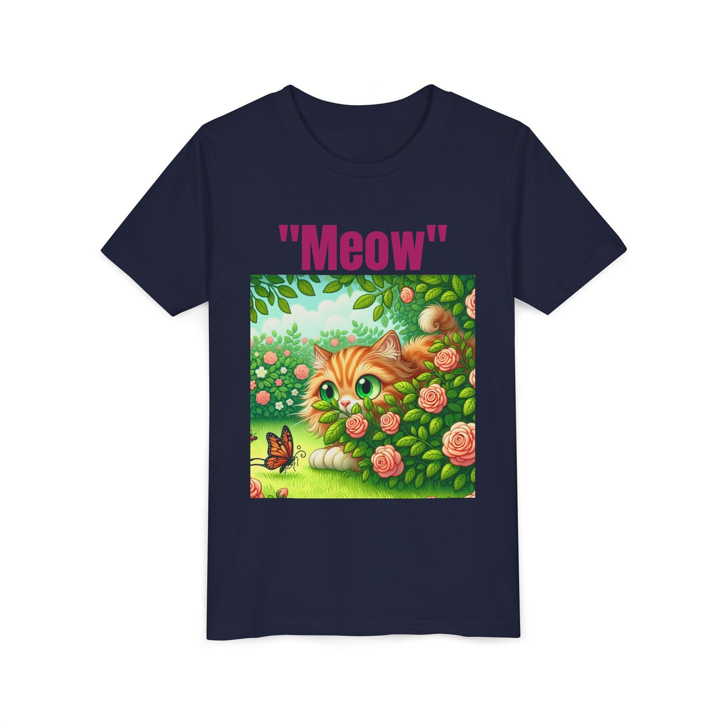 Meow Cat Youth Tee, Cute Kitten Shirt