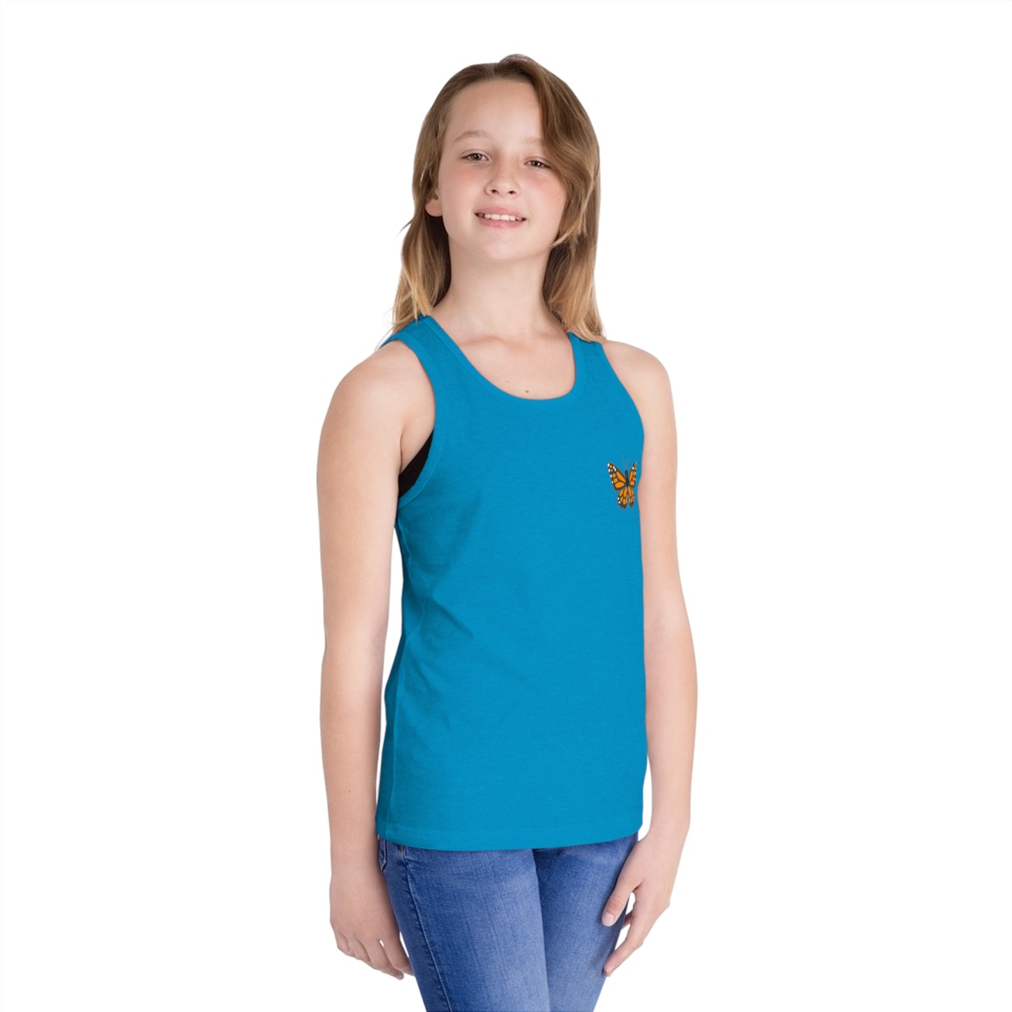 Butterfly Print Kid's Jersey Tank Top, Summer Fun Shirt, Birthday Gift, Butterfly Lover Gift, Outdoor Playwear