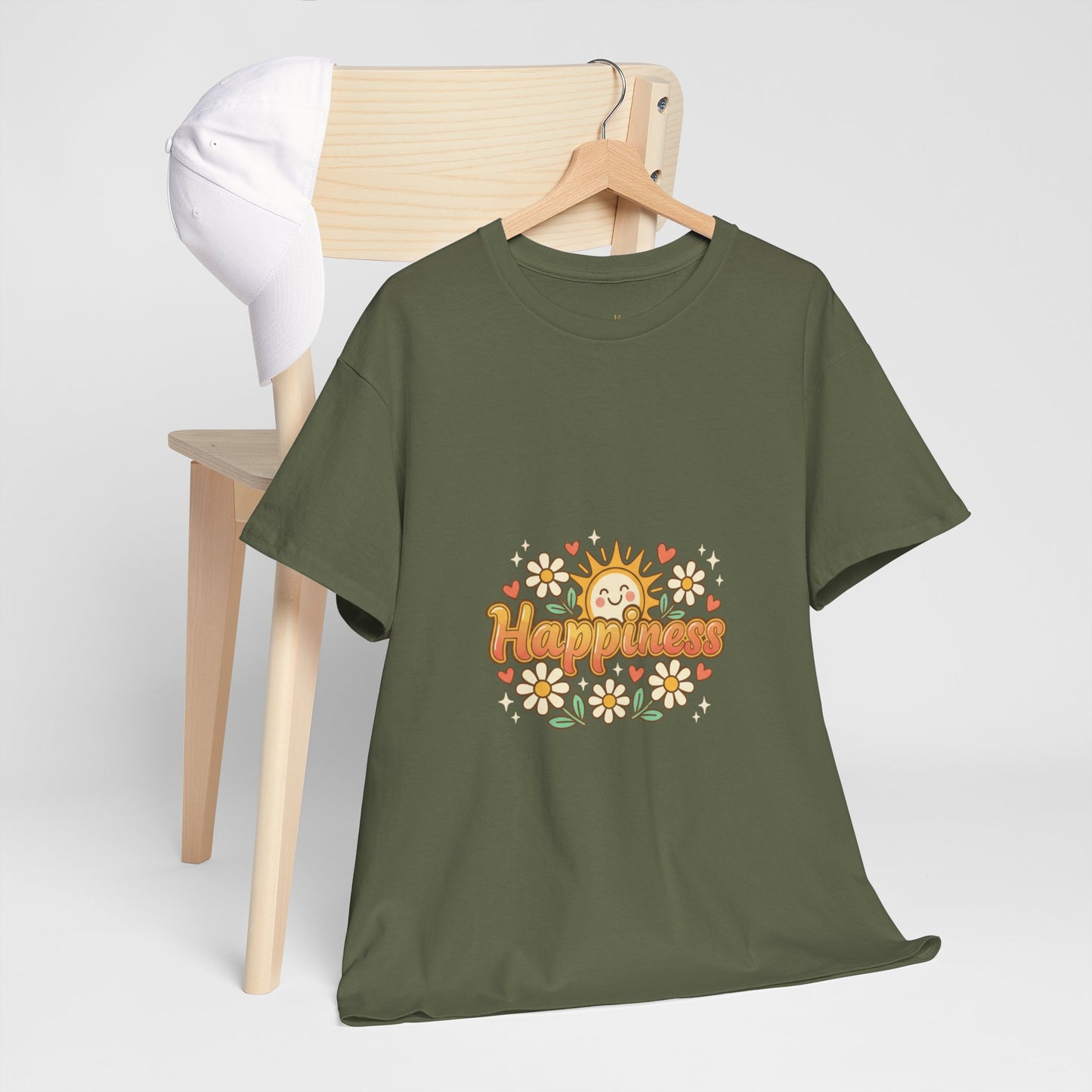 T-Shirt — "Happiness" Retro Sunflower Graphic Tee