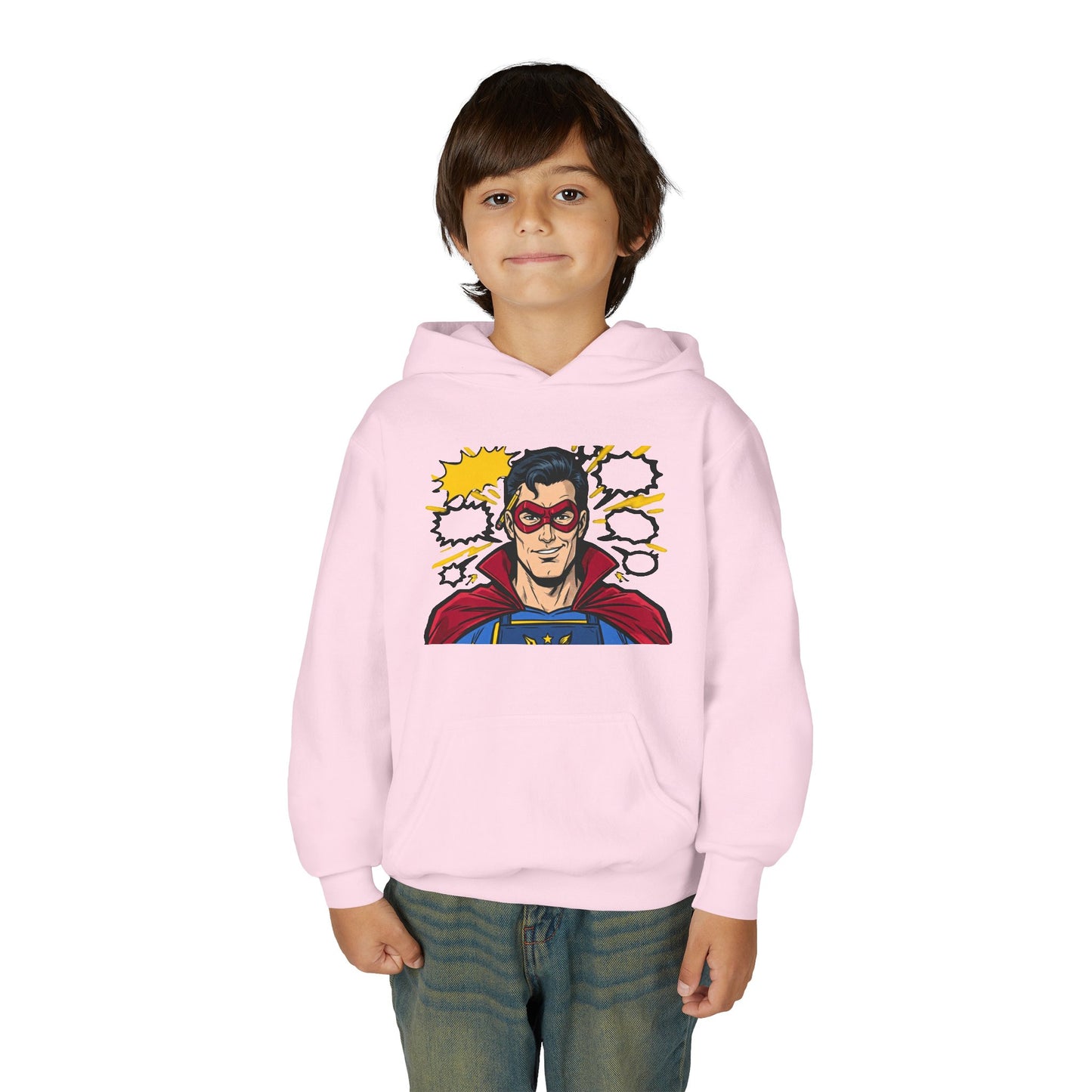 Comic Book Man Youth Hoodie — Graphic Superhero Pullover