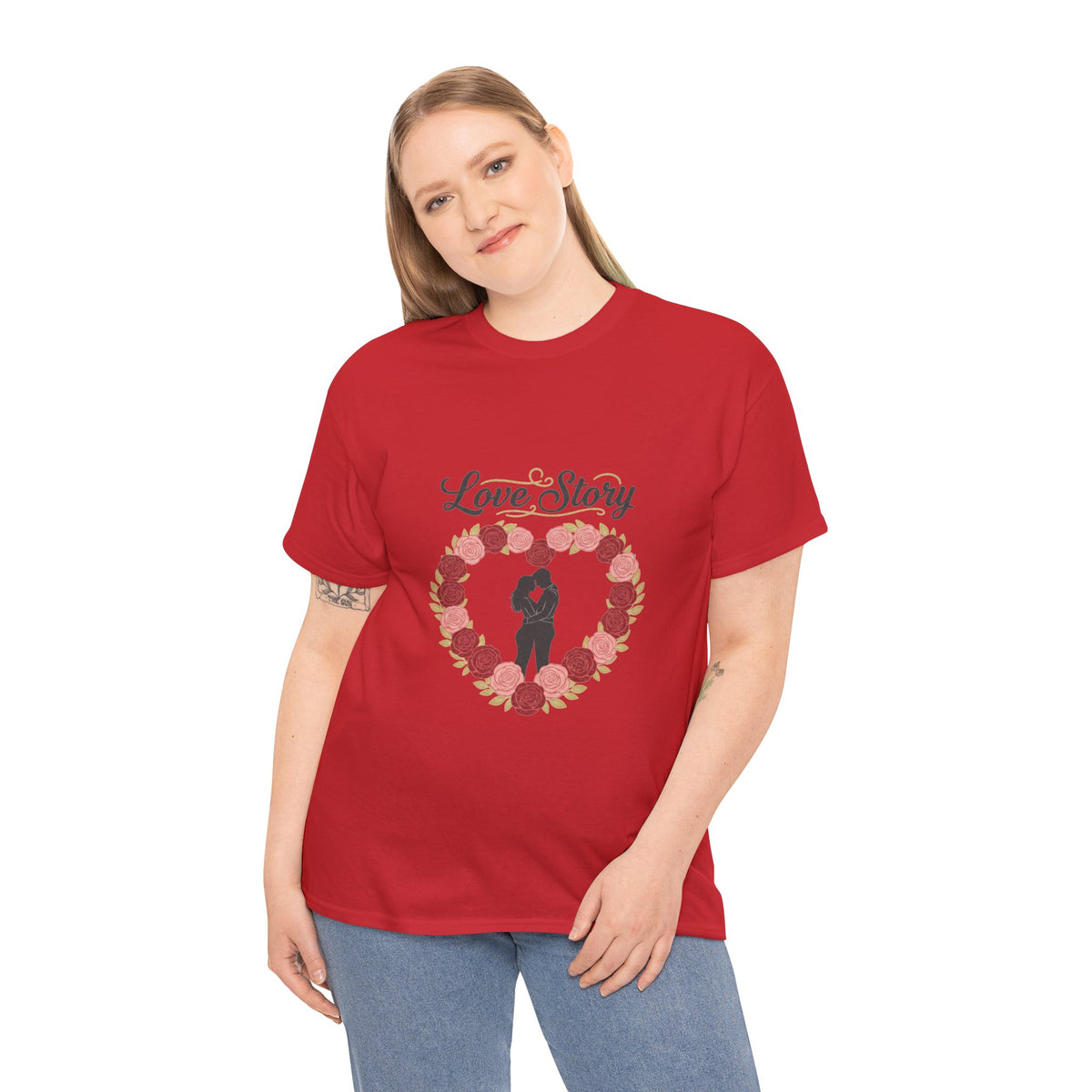 Love Story T-Shirt — 'Love Story' Floral Heart Romance Tee
