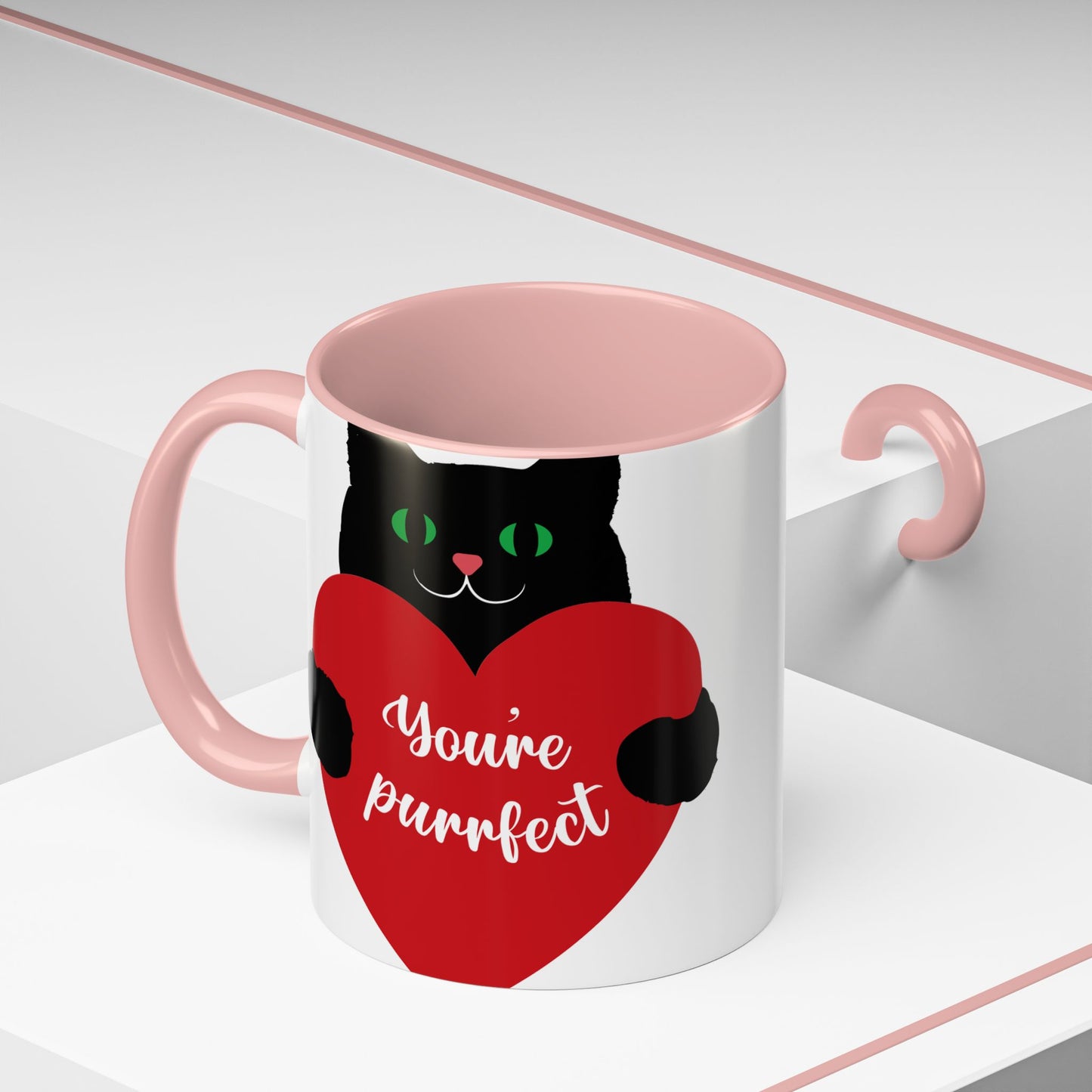 Purrfect Cat Heart Accent Coffee Mug – "You're Purrfect" 11/15oz