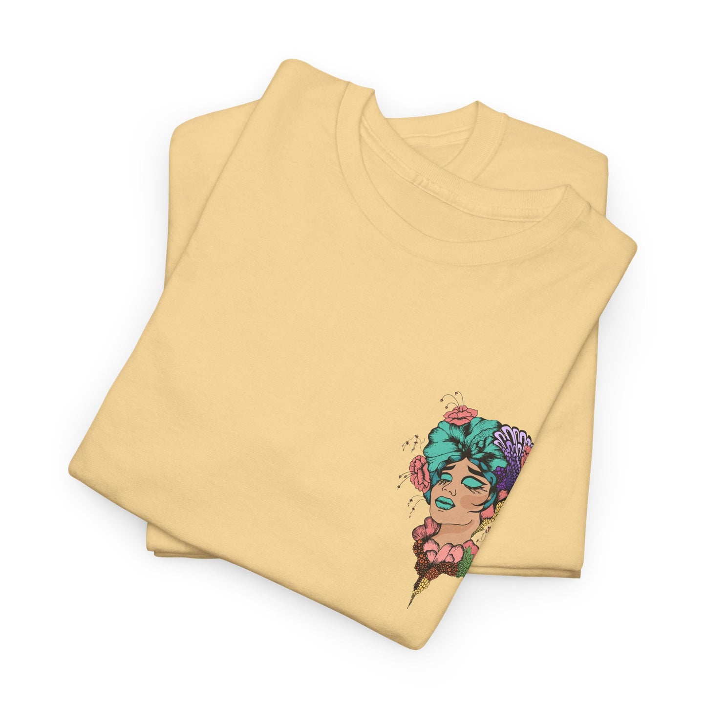 Floral Profile Art Tee — Artistic Woman Portrait Graphic T-Shirt