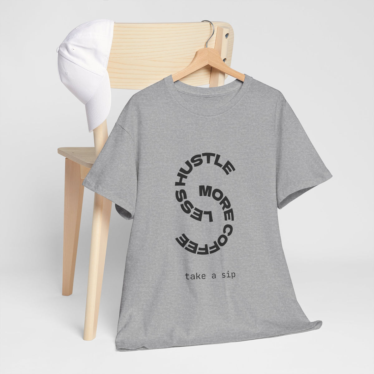 Coffee Hustle Tee — "Hustle More, Coffee Less" Minimal Graphic T-Shirt