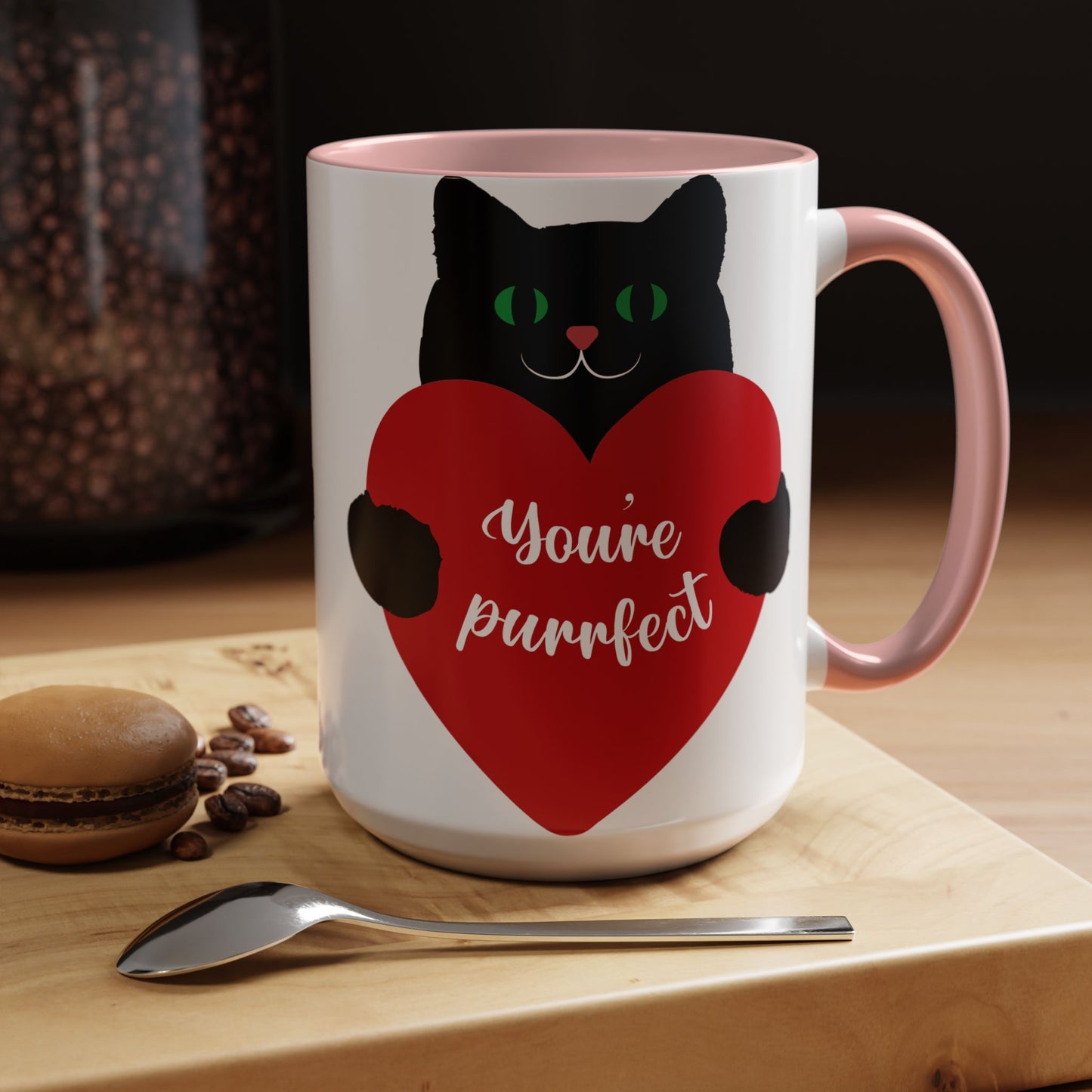 Purrfect Cat Heart Accent Coffee Mug – "You're Purrfect" 11/15oz