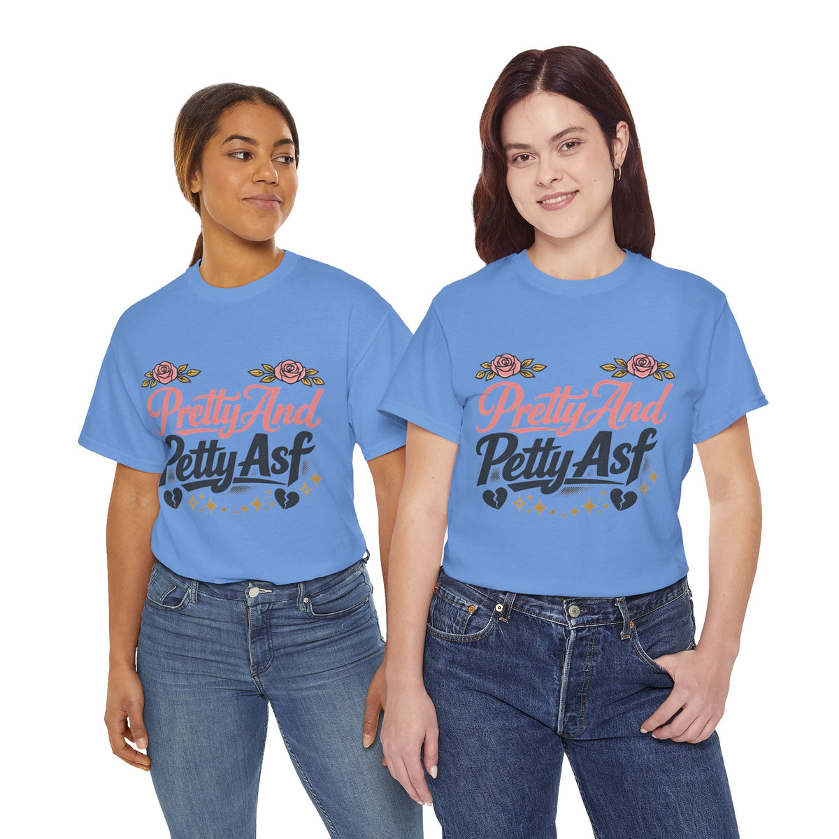 Pretty And Petty Asf Tee — Floral Retro Slogan T‑Shirt