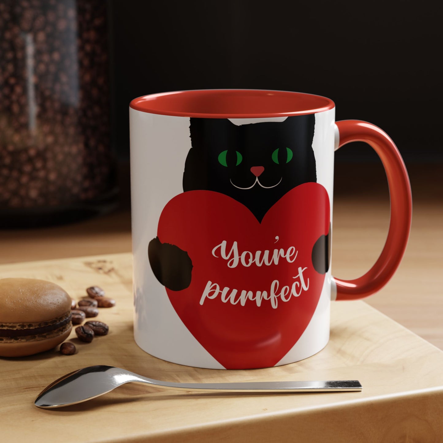 Purrfect Cat Heart Accent Coffee Mug – "You're Purrfect" 11/15oz