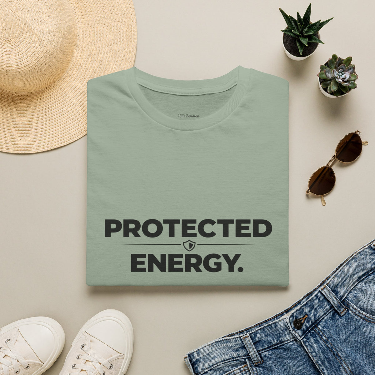 Protected Energy T‑Shirt — Minimalist Spiritual Graphic Tee