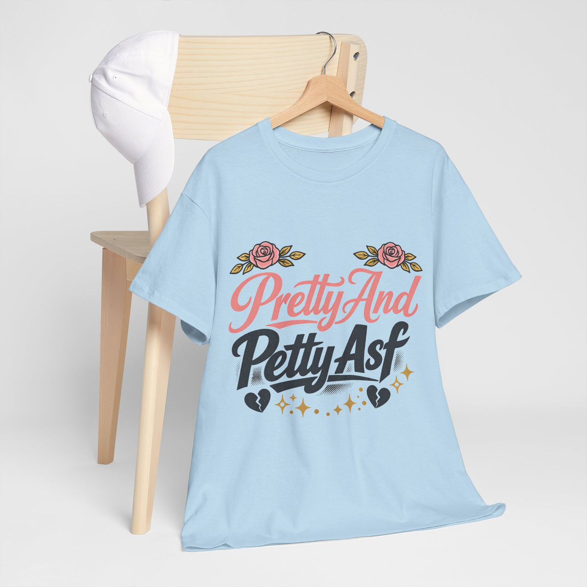 Pretty And Petty Asf Tee — Floral Retro Slogan T‑Shirt