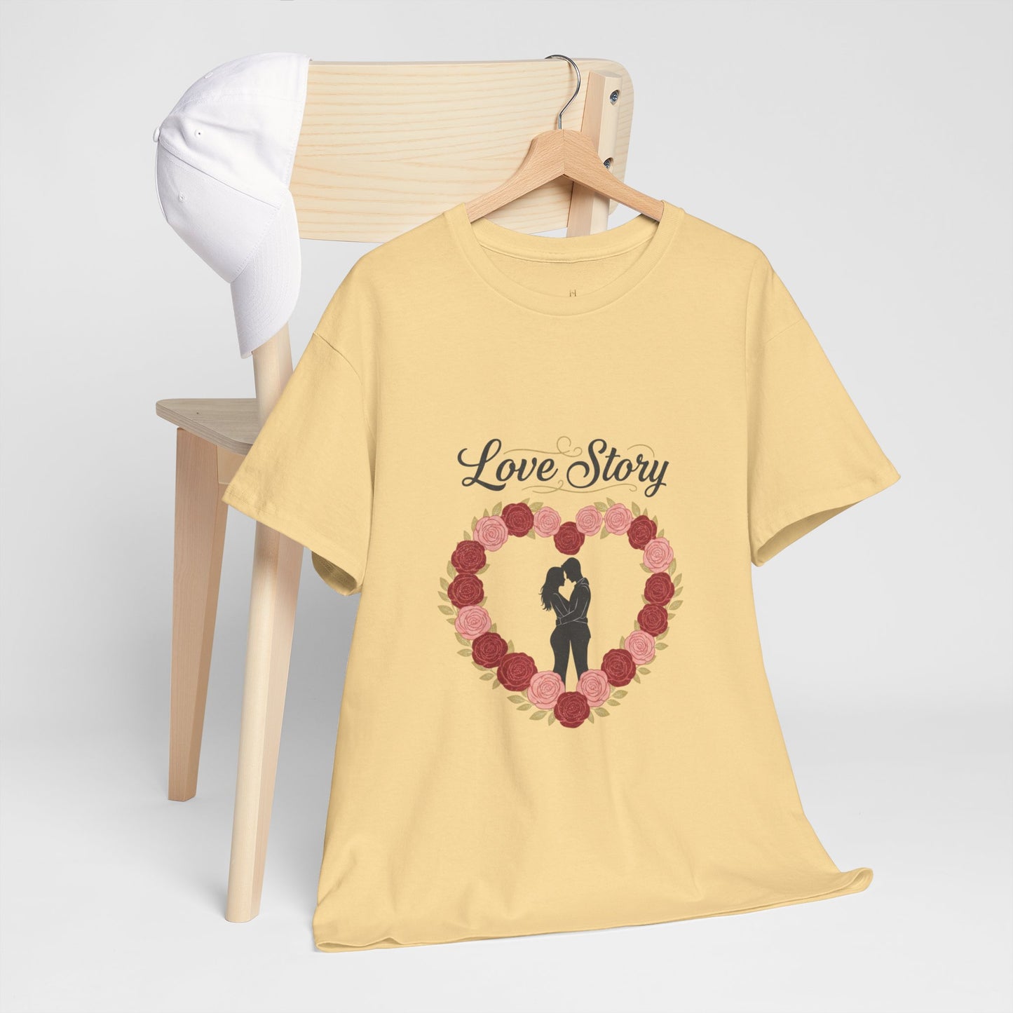 Love Story T-Shirt — 'Love Story' Floral Heart Romance Tee