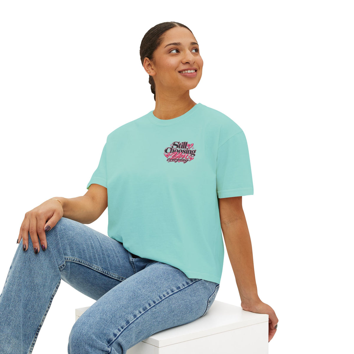 "Still Choosing You" Women's Boxy Tee – Positive Graphic Crop T-Shirt