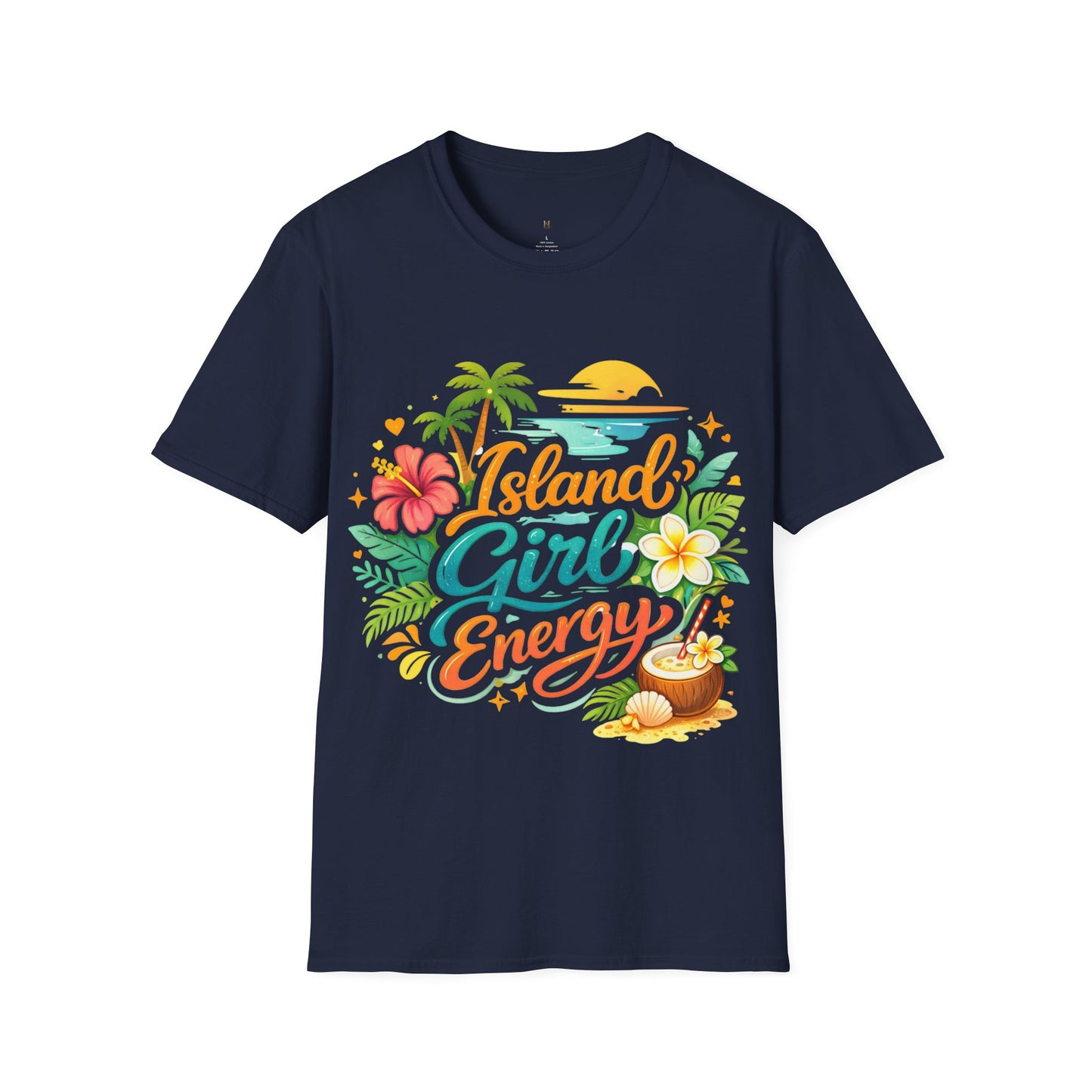 Island Girl Energy T-Shirt – Tropical Floral Sunset Tee