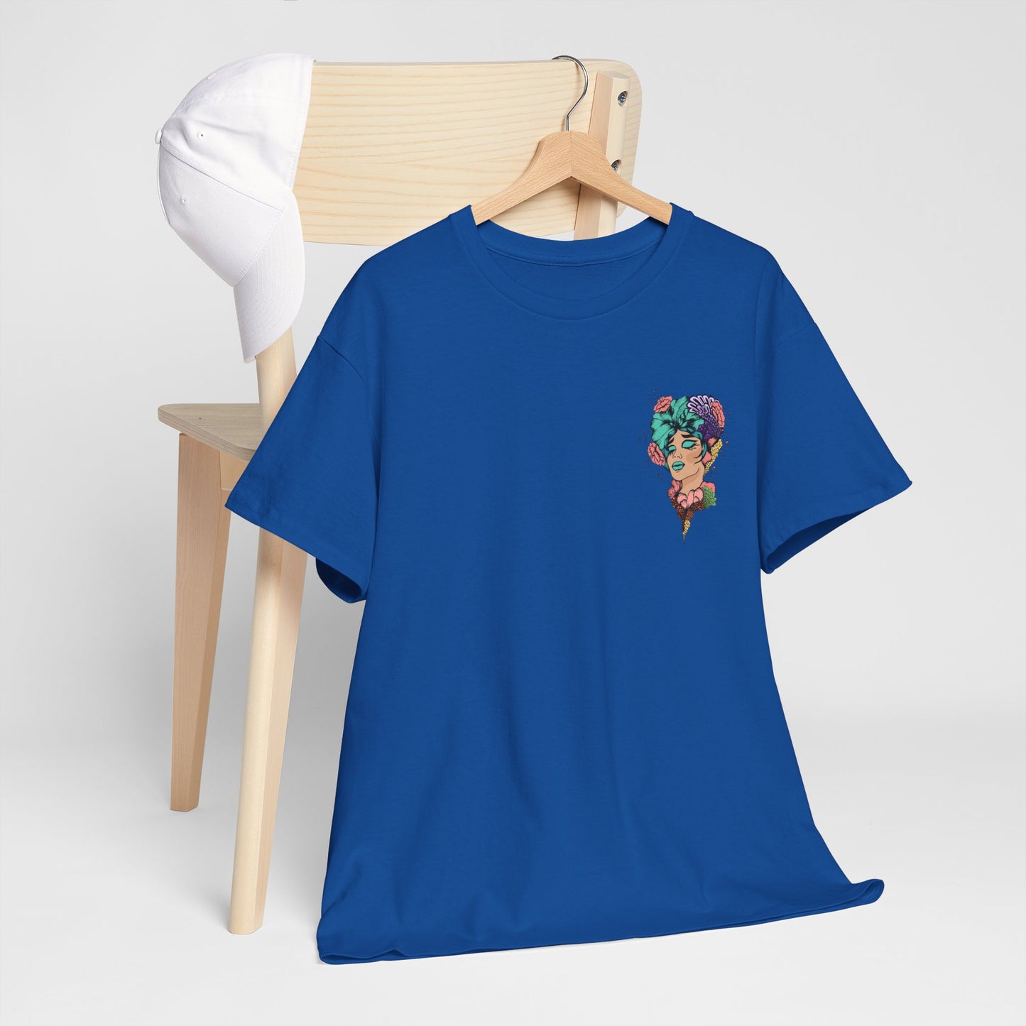 Floral Profile Art Tee — Artistic Woman Portrait Graphic T-Shirt