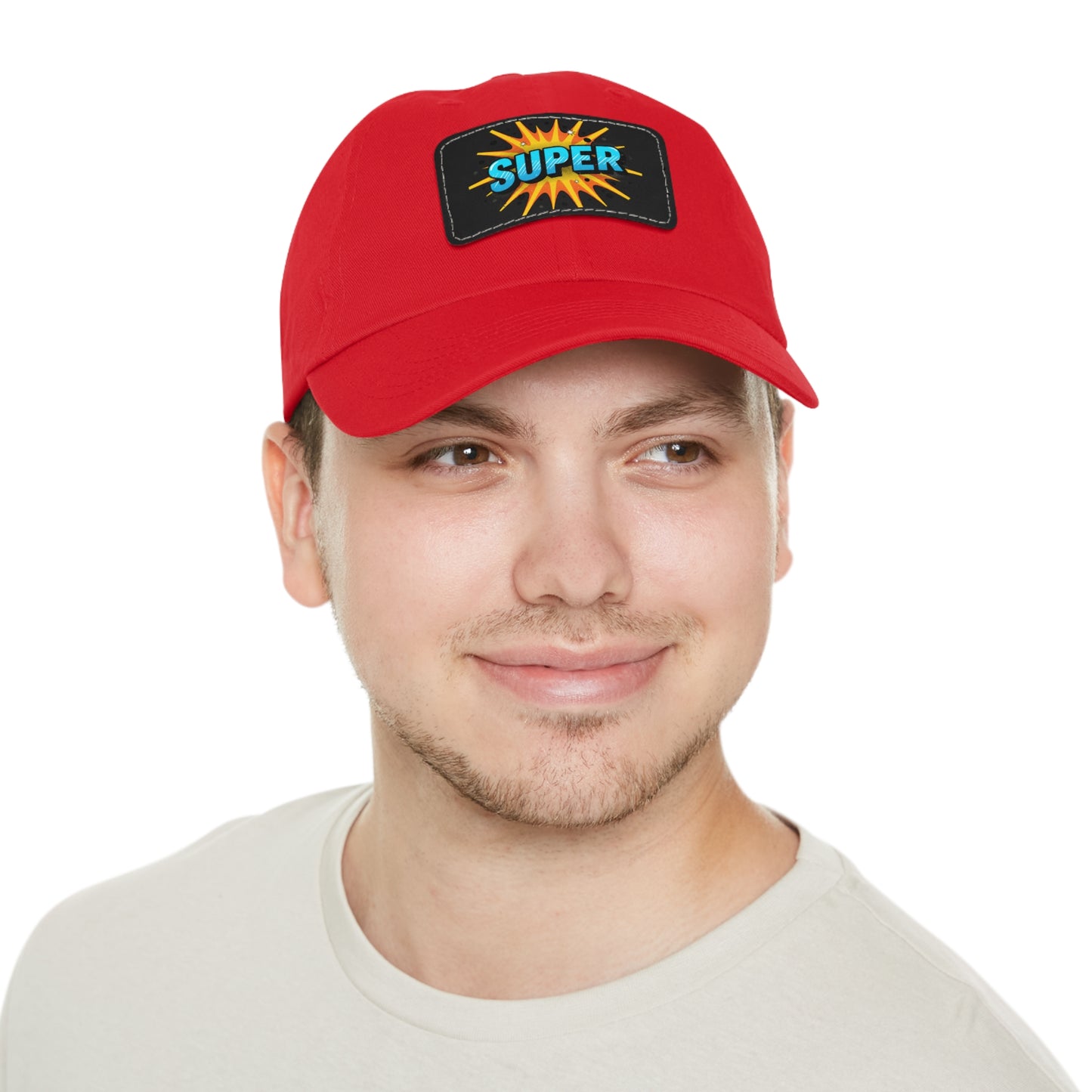 Super Dad Leather Patch Dad Hat — Embroidered 'SUPER' Cap