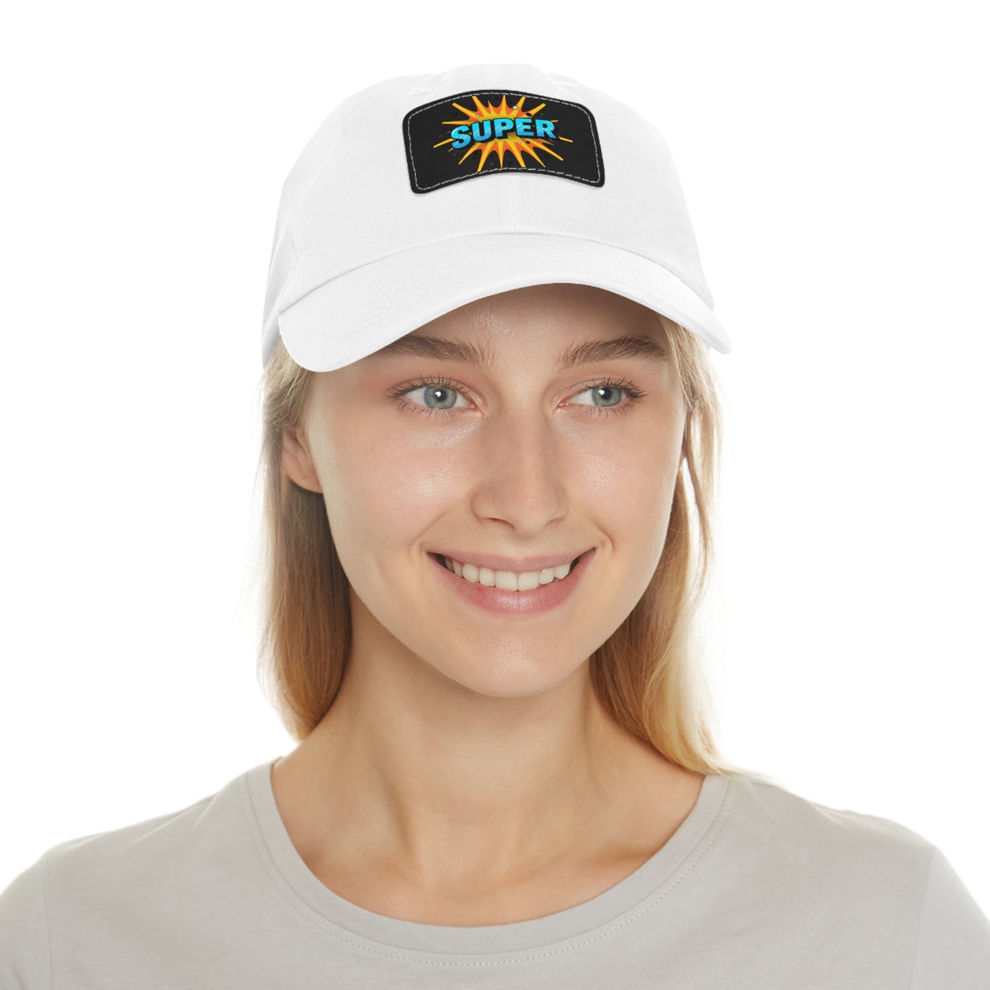 Super Dad Leather Patch Dad Hat — Embroidered 'SUPER' Cap