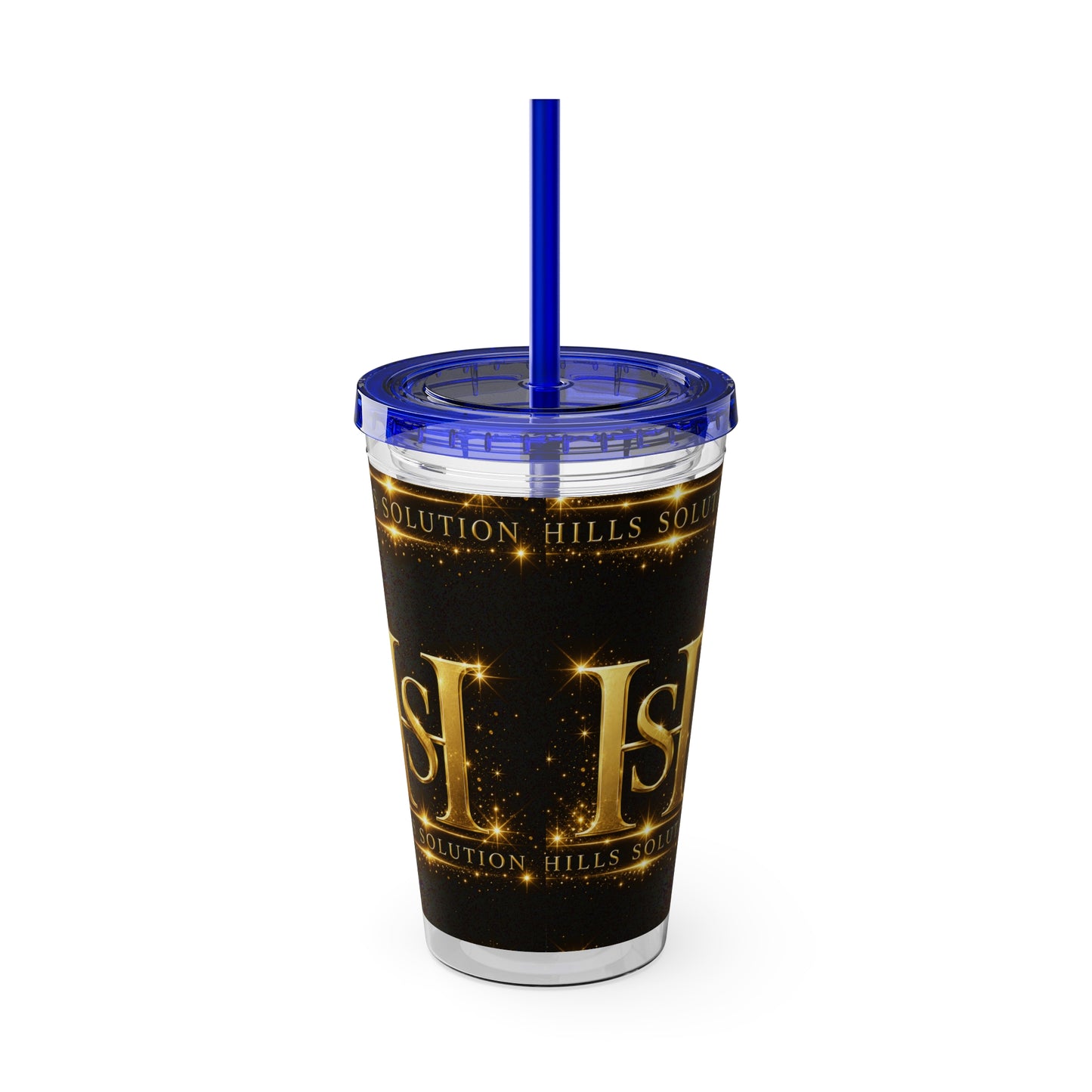 16oz Sunsplash Straw Tumbler — Gold 'HS' Logo Insulated Cup