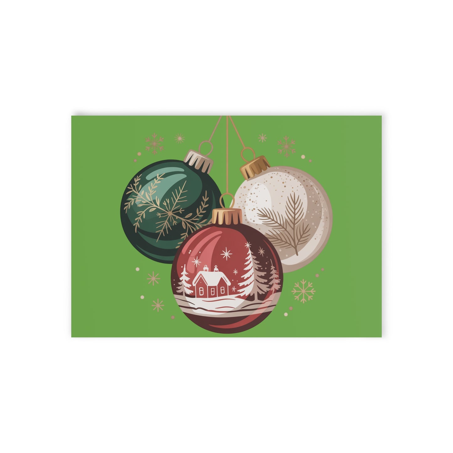 Holiday Cards — Festive Ornament Wreath Two-Sided Christmas Greeting Cards