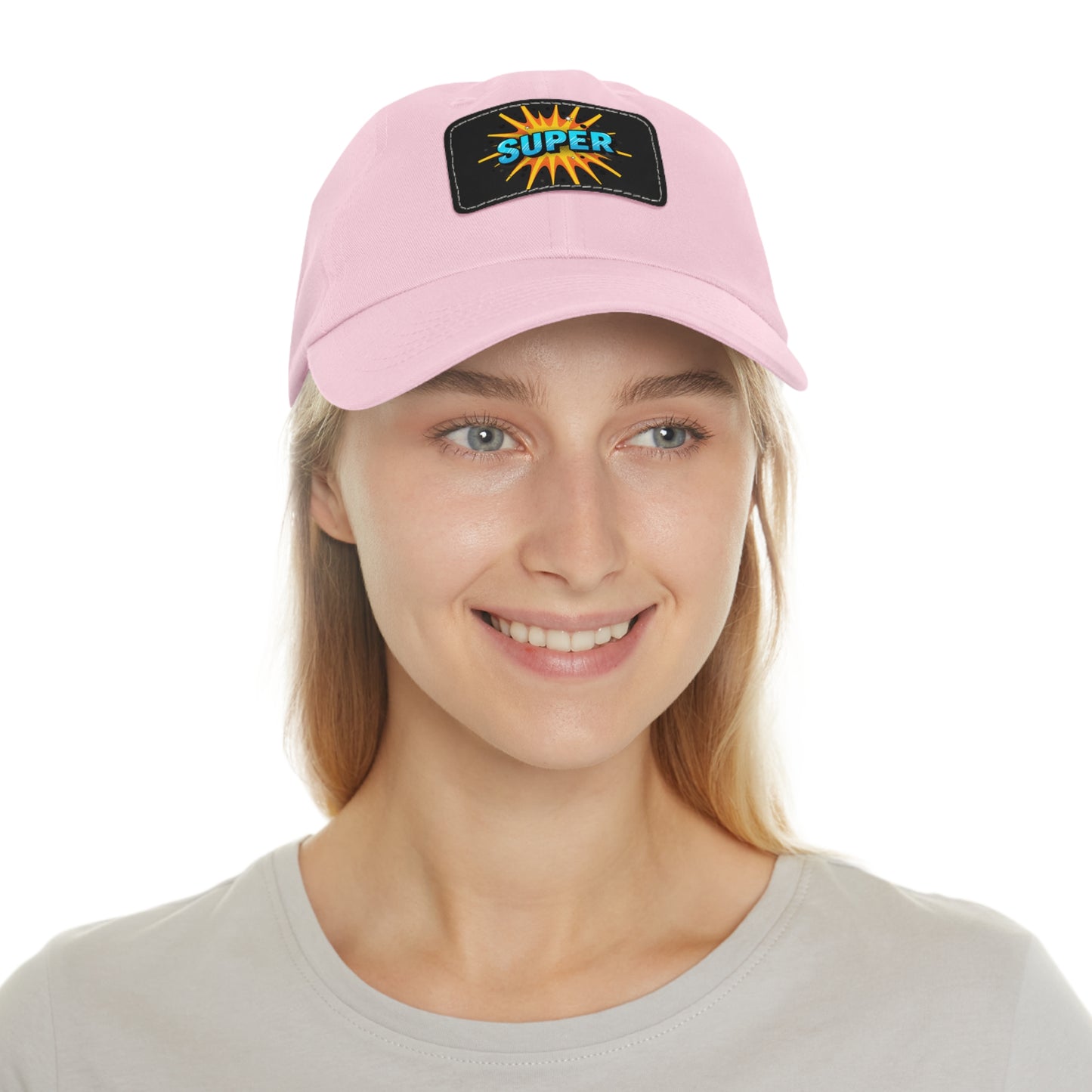 Super Dad Leather Patch Dad Hat — Embroidered 'SUPER' Cap