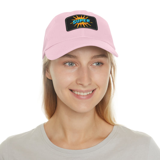 Super Dad Leather Patch Dad Hat — Embroidered 'SUPER' Cap