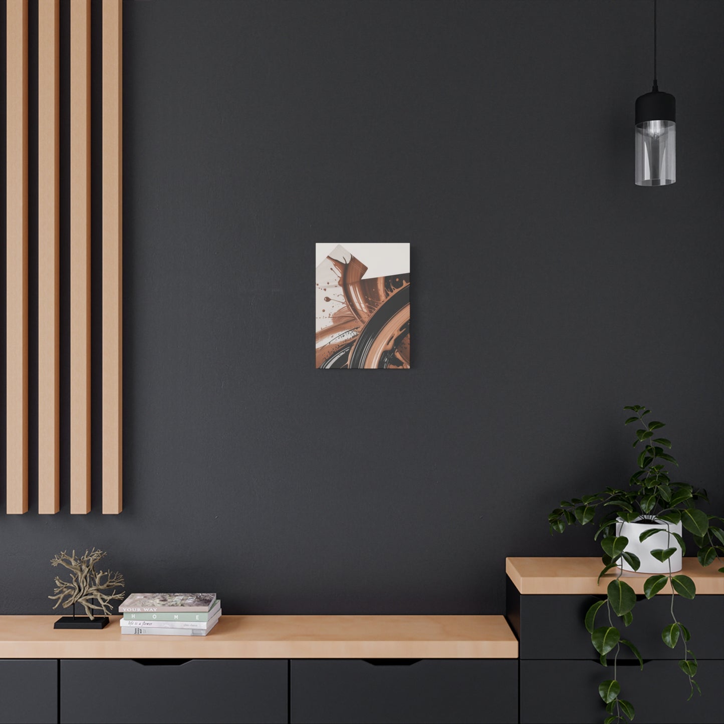 Abstract Brown Swirl Matte Canvas Wall Art (Stretched 1.25")