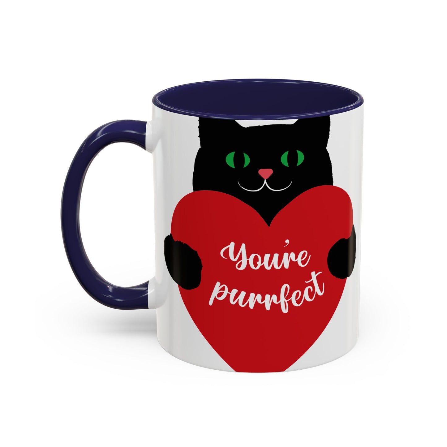 Purrfect Cat Heart Accent Coffee Mug – "You're Purrfect" 11/15oz