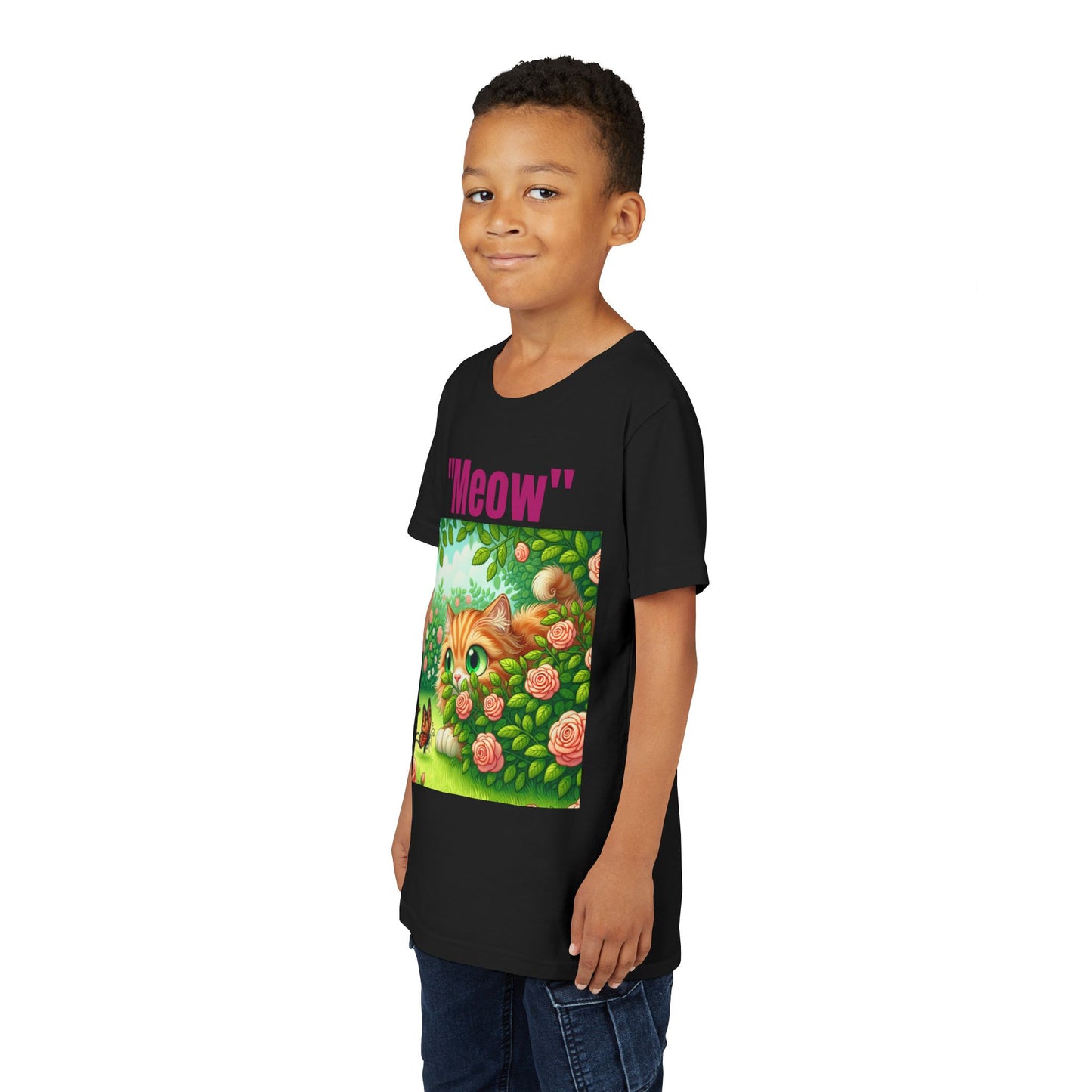 Meow Cat Youth Tee, Cute Kitten Shirt