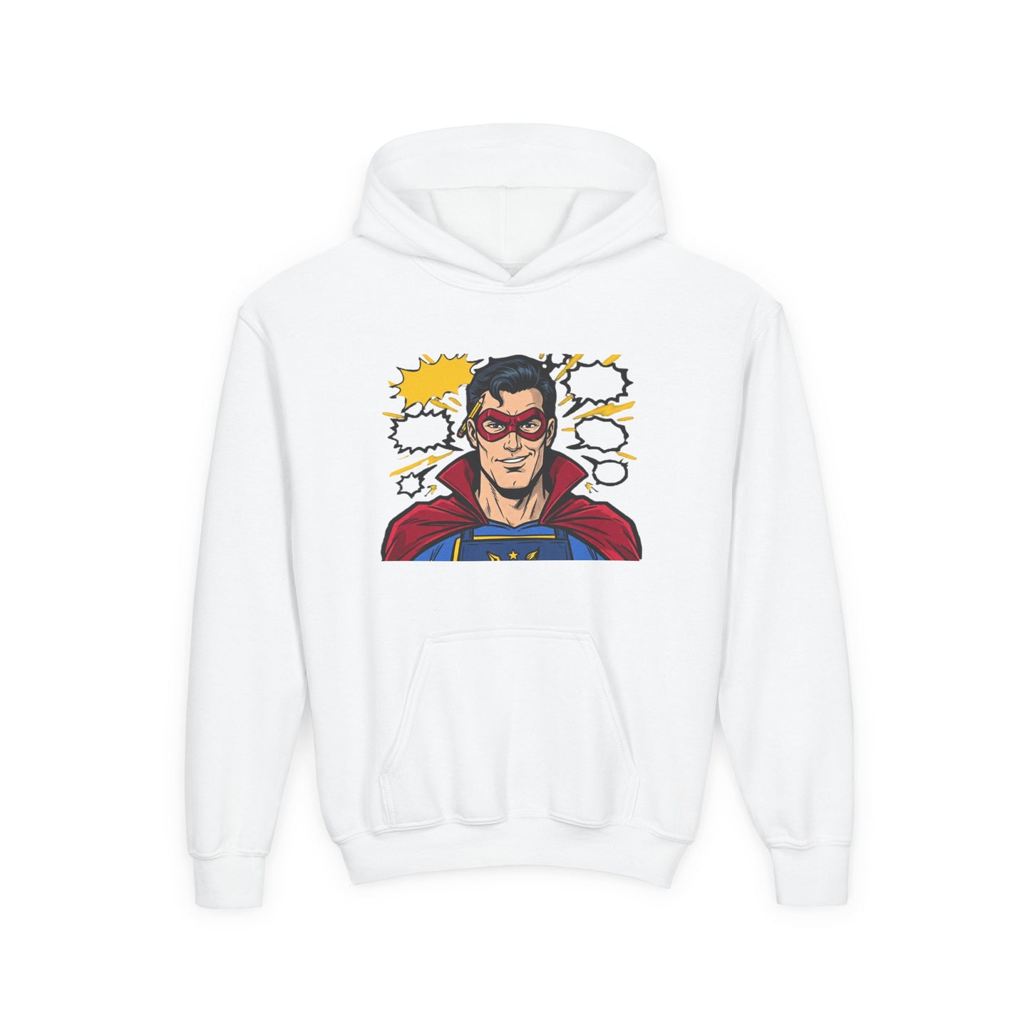 Comic Book Man Youth Hoodie — Graphic Superhero Pullover
