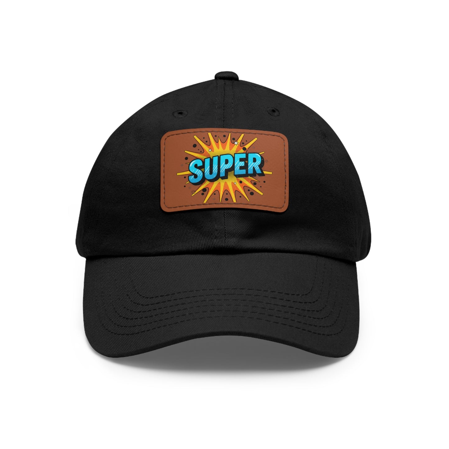 Super Dad Leather Patch Dad Hat — Embroidered 'SUPER' Cap